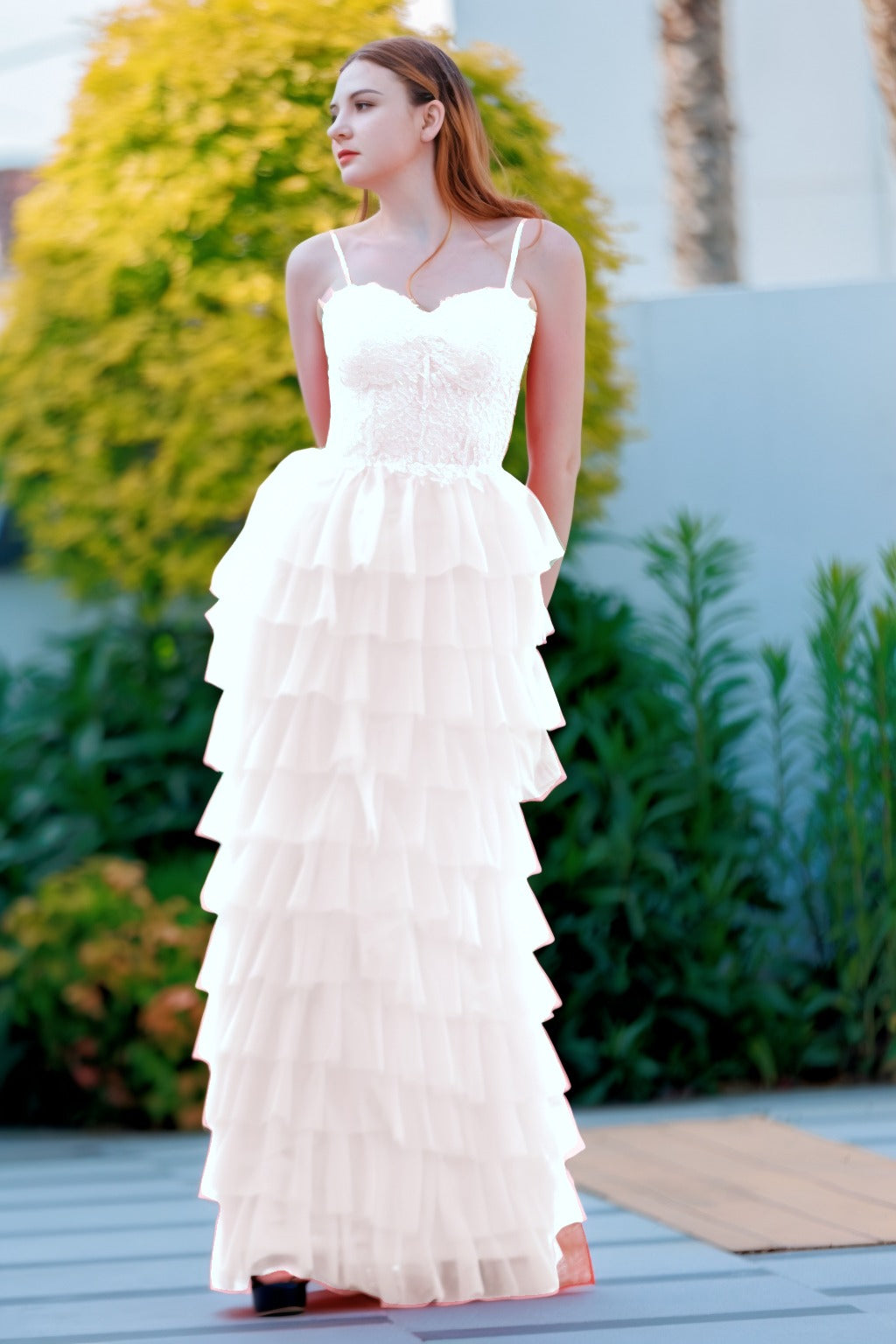 Sheath-Column Floor Length Tulle Prom Dress CS0496