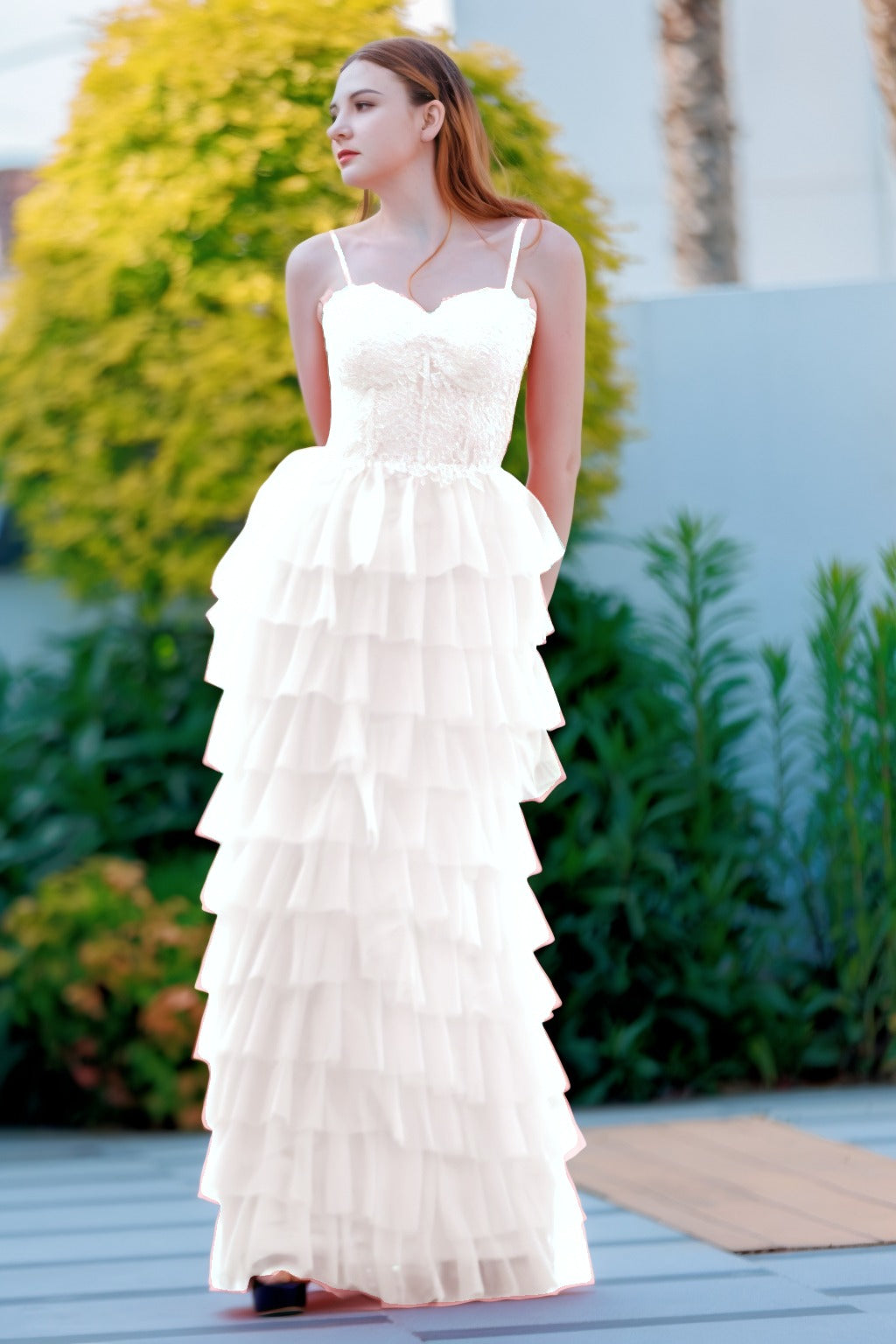 Sheath-Column Floor Length Tulle Prom Dress CS0496