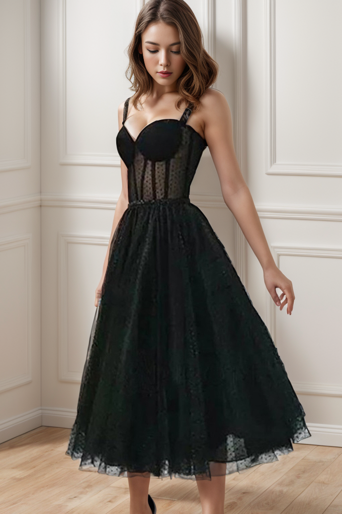 A-Line Tea Length Tulle Homecoming Dresses CS0515