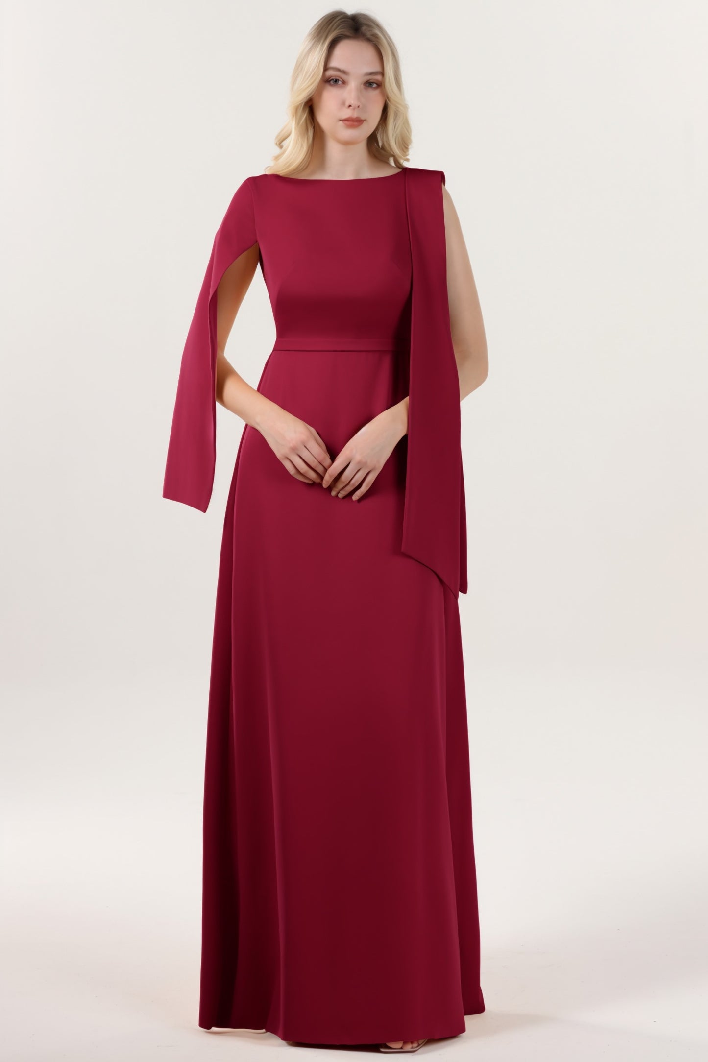 A-Line Maxi Stretch Crepe Formal Dress CS0586