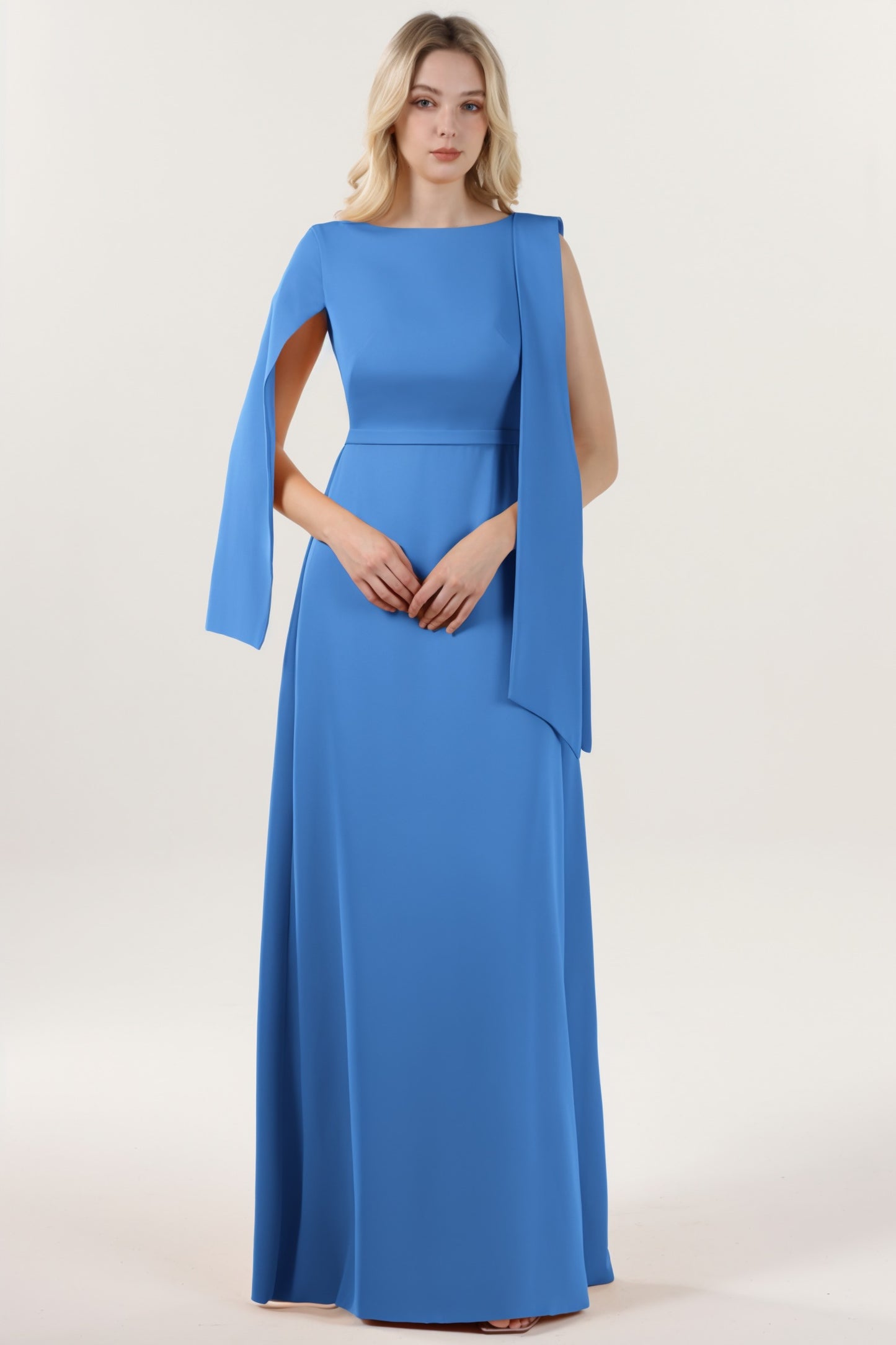 A-Line Maxi Stretch Crepe Formal Dress CS0586