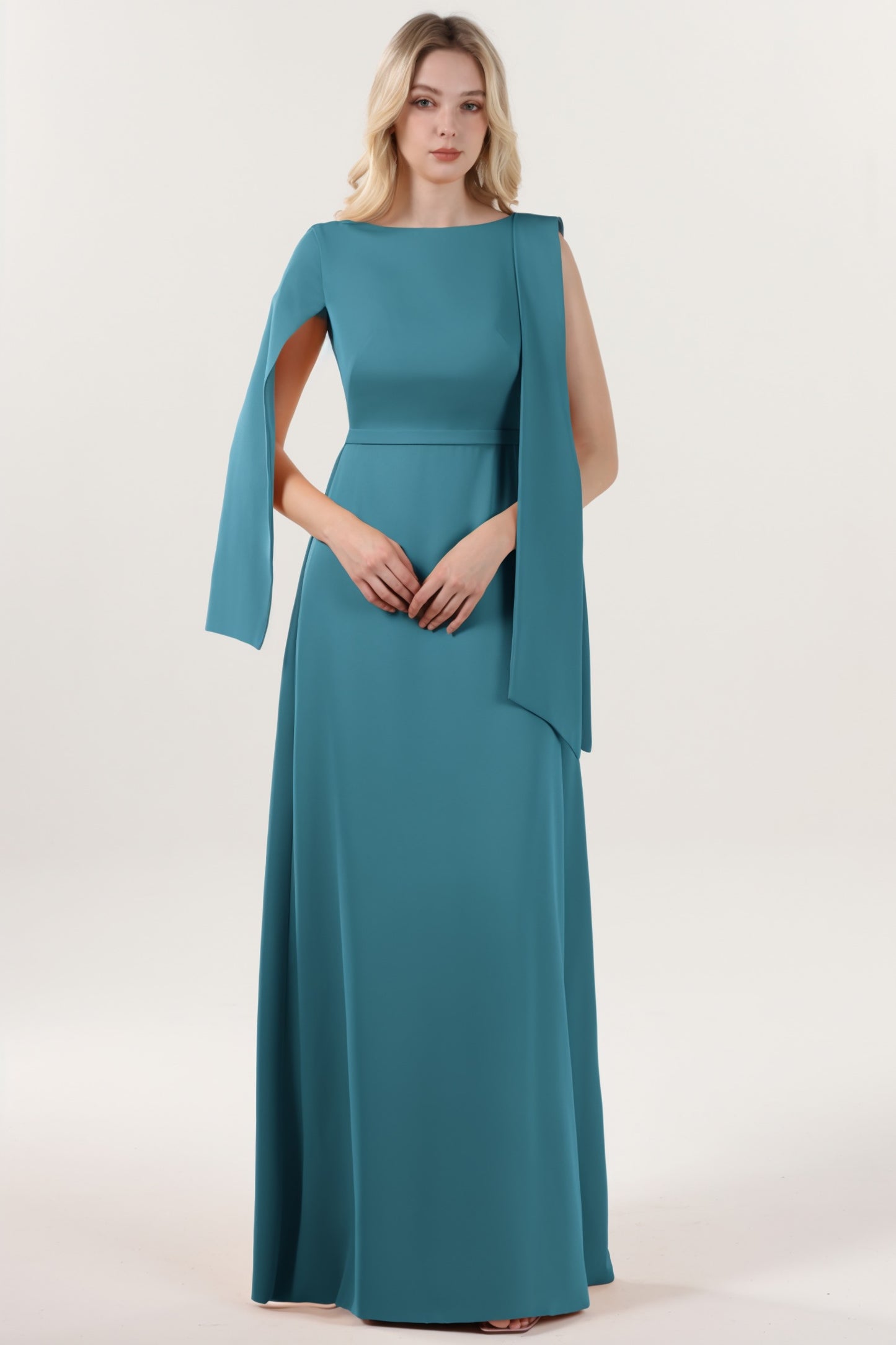 A-Line Maxi Stretch Crepe Formal Dress CS0586