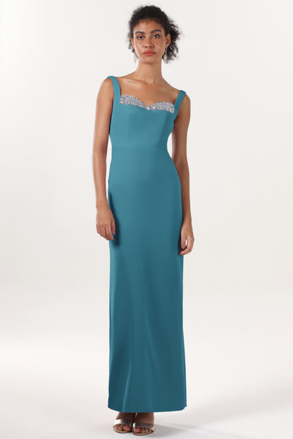 Sheath-Column Maxi Stretch Crepe Formal Dress CS0590