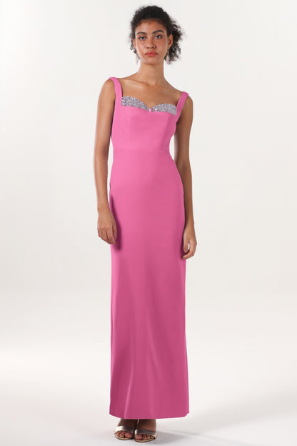 Sheath-Column Maxi Stretch Crepe Formal Dress CS0590