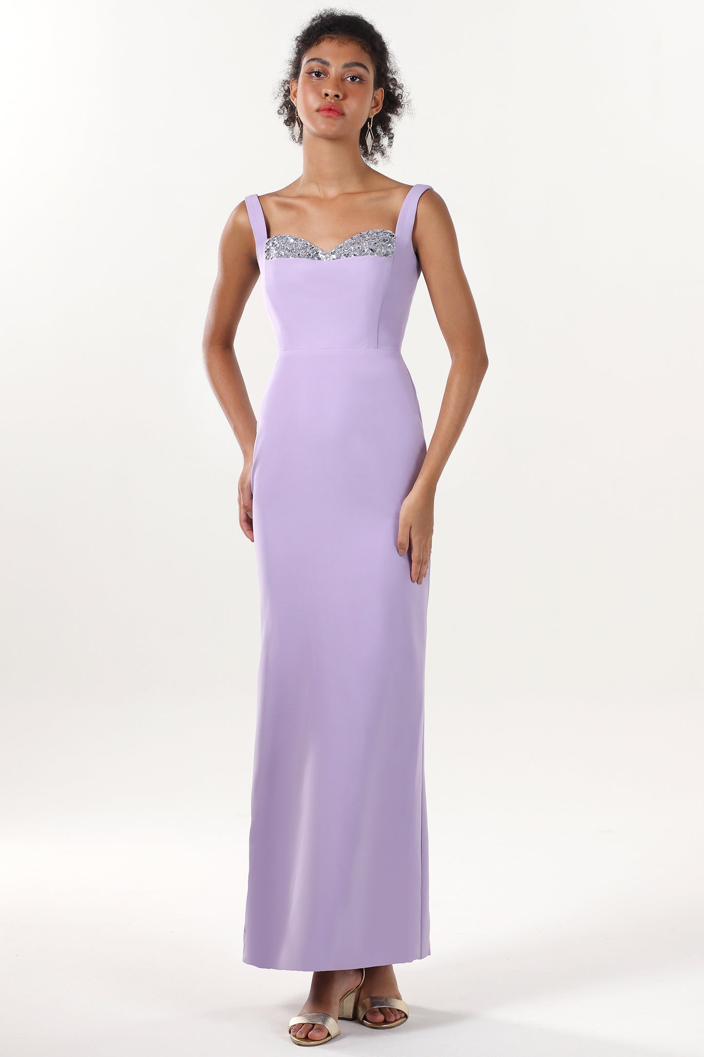 Sheath-Column Maxi Stretch Crepe Formal Dress CS0590