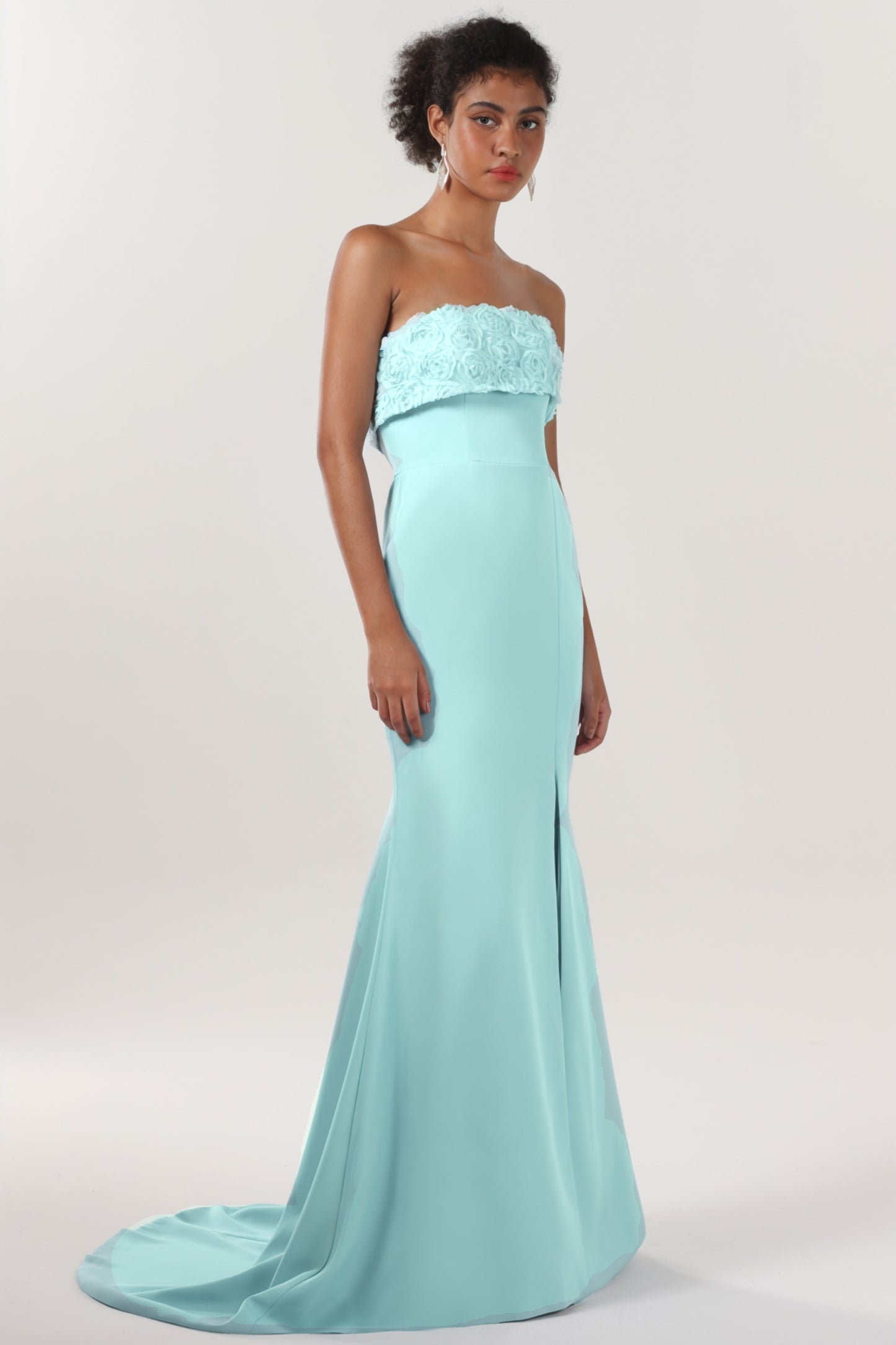 Trumpet-Mermaid Sweep-Brush Train Stretch Crepe Formal Dress CS0591