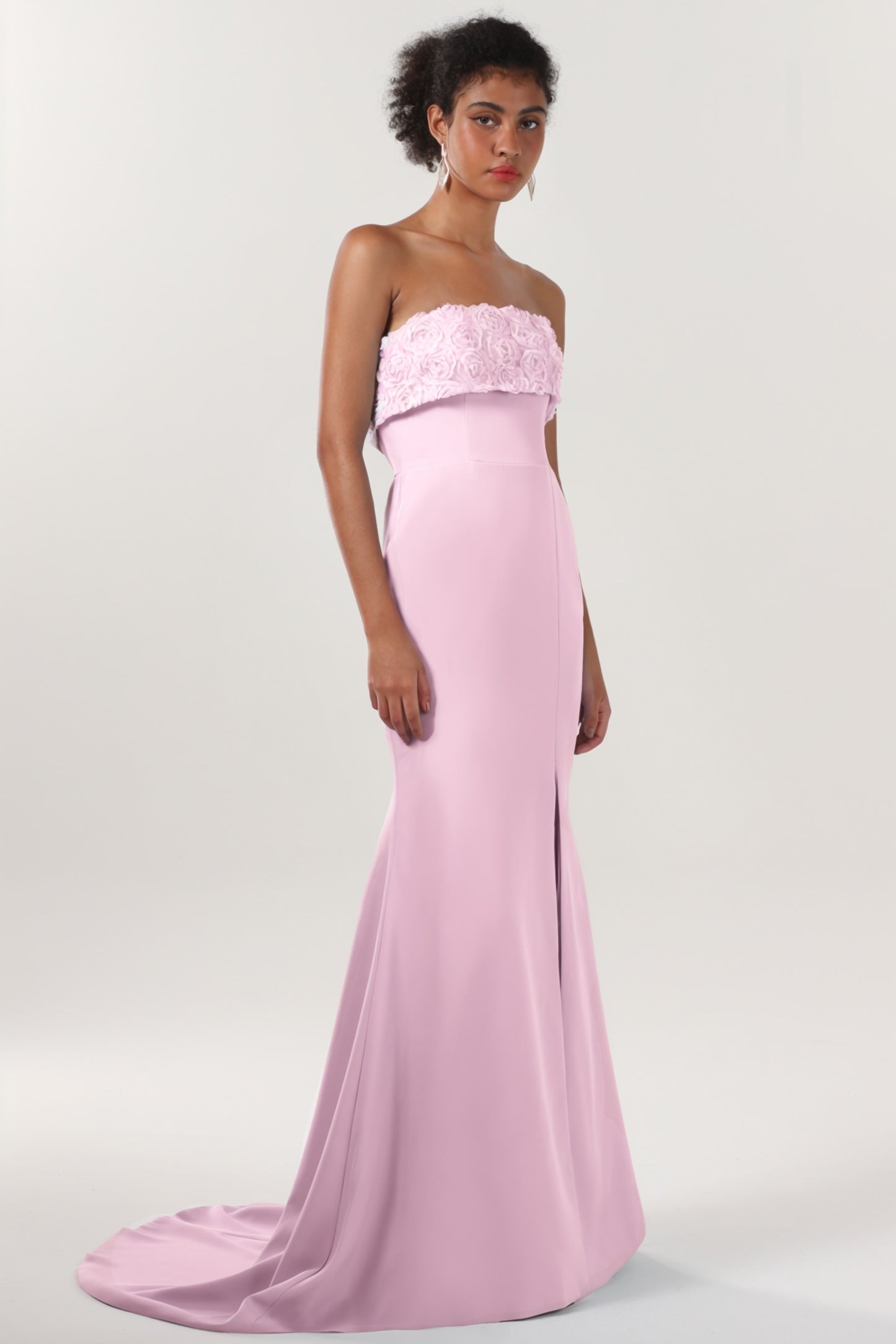 Trumpet-Mermaid Sweep-Brush Train Stretch Crepe Formal Dress CS0591