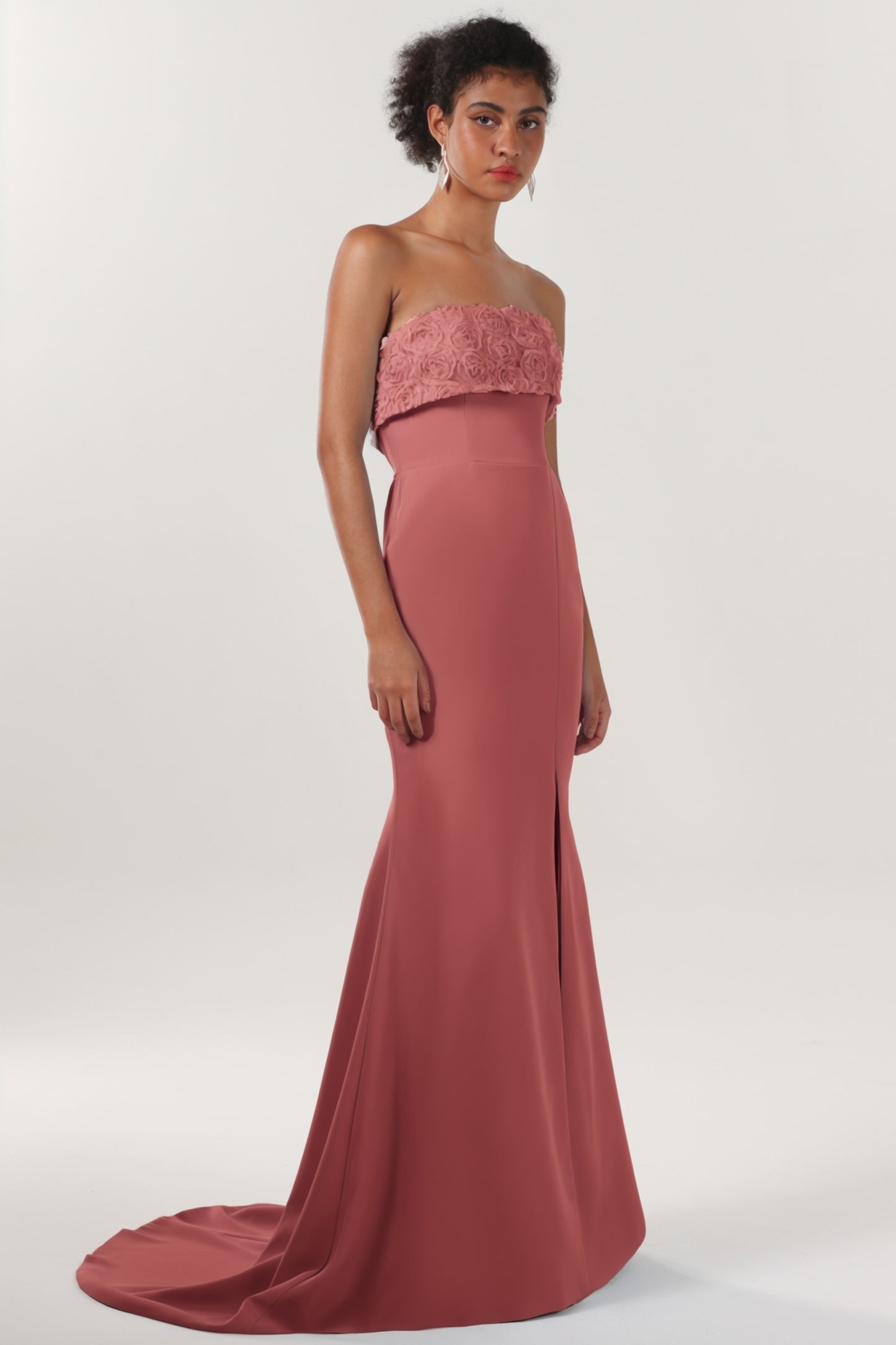 Trumpet-Mermaid Sweep-Brush Train Stretch Crepe Formal Dress CS0591