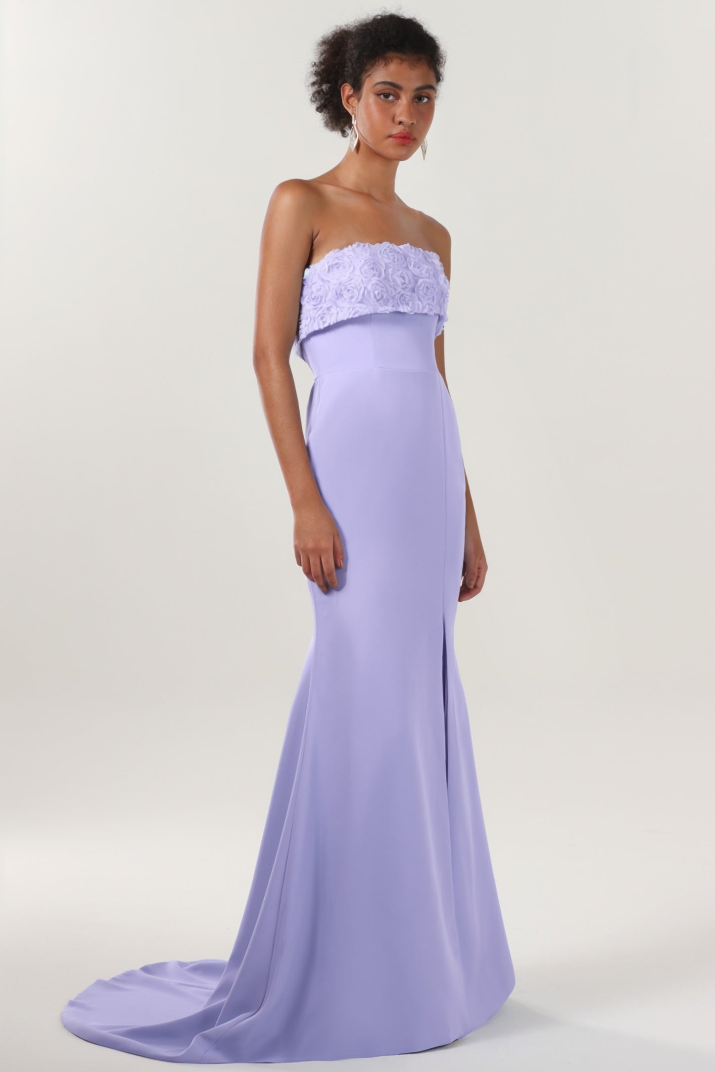 Trumpet-Mermaid Sweep-Brush Train Stretch Crepe Formal Dress CS0591