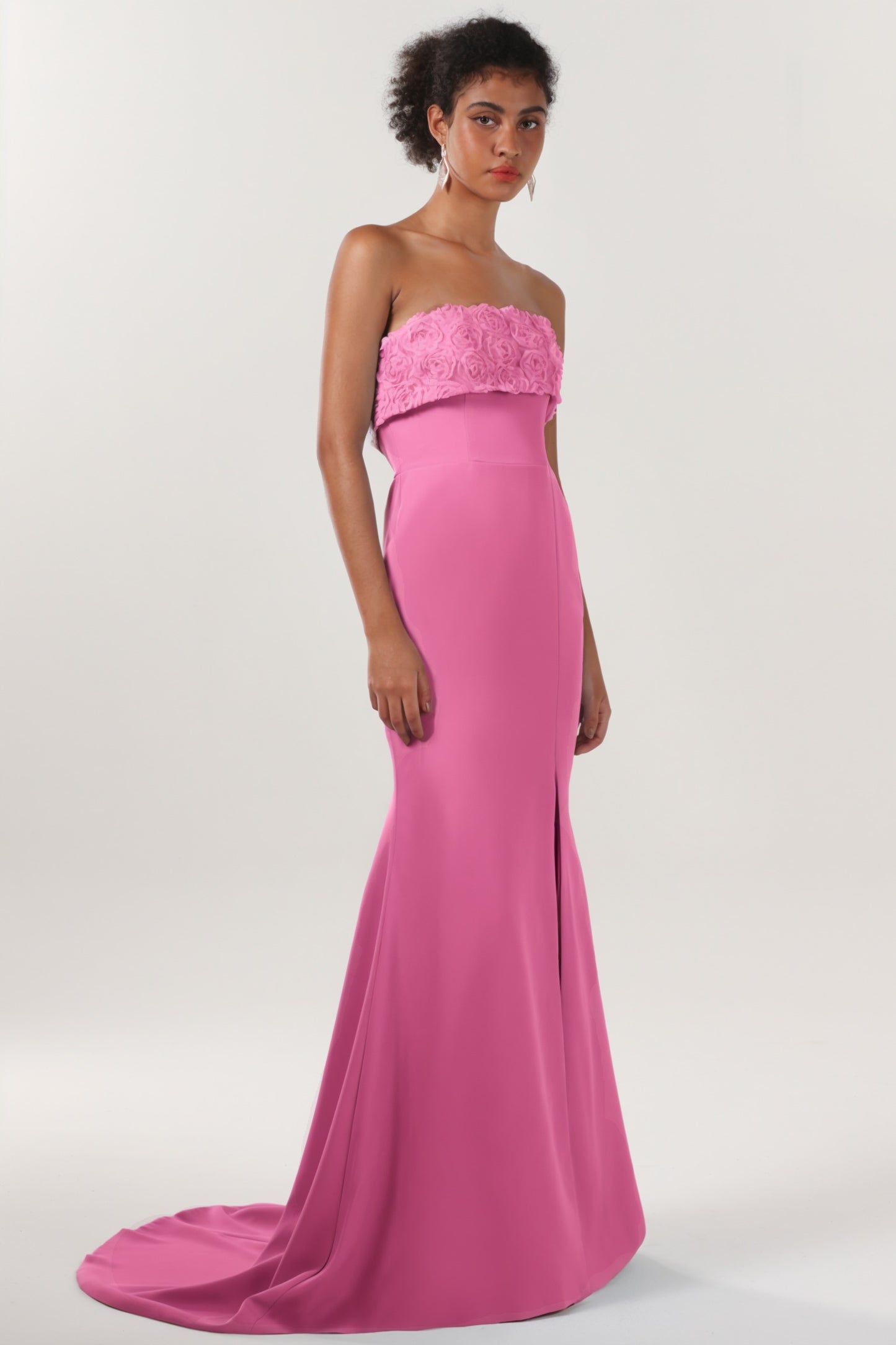 Trumpet-Mermaid Sweep-Brush Train Stretch Crepe Formal Dress CS0591