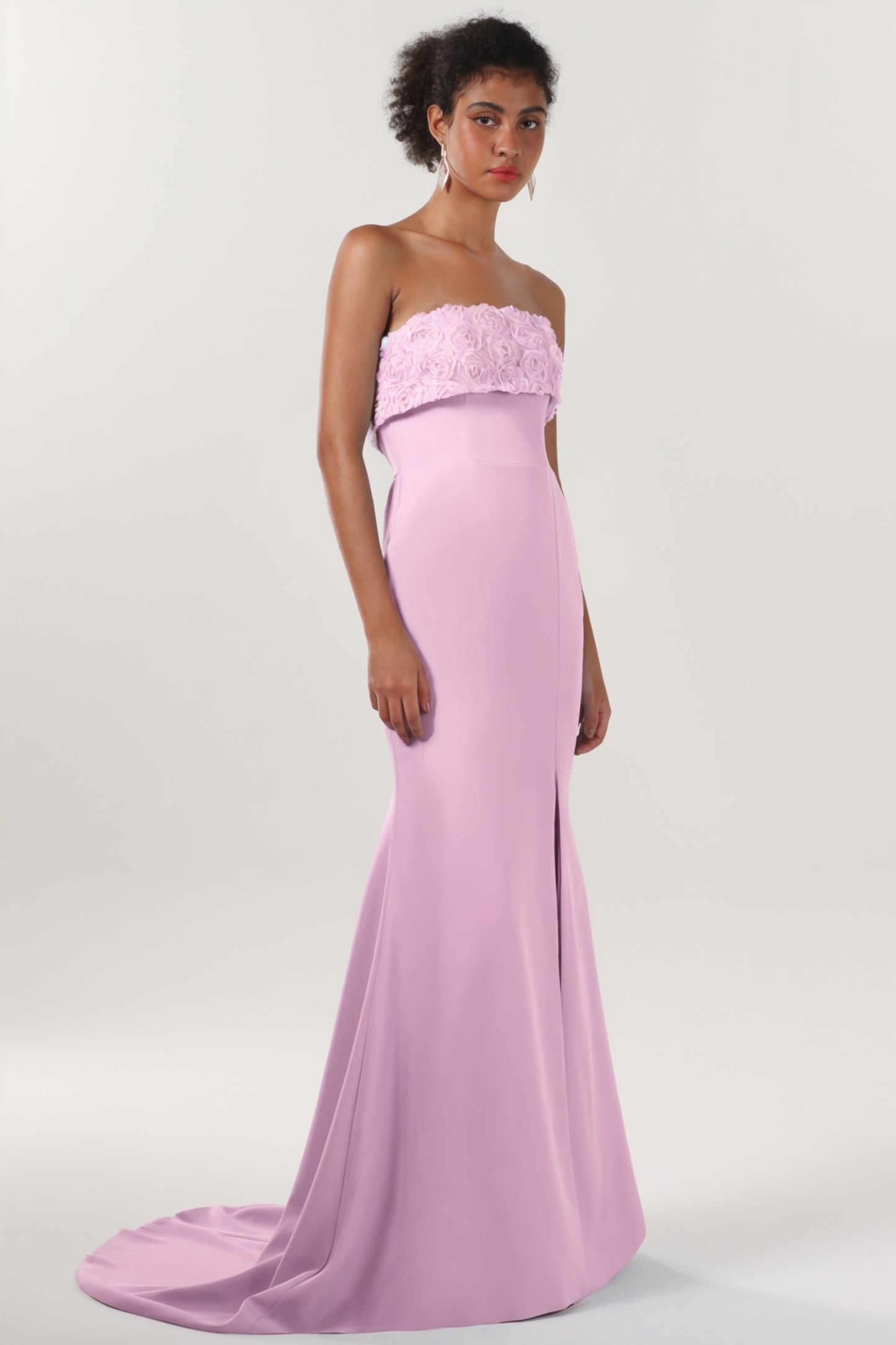 Trumpet-Mermaid Sweep-Brush Train Stretch Crepe Formal Dress CS0591