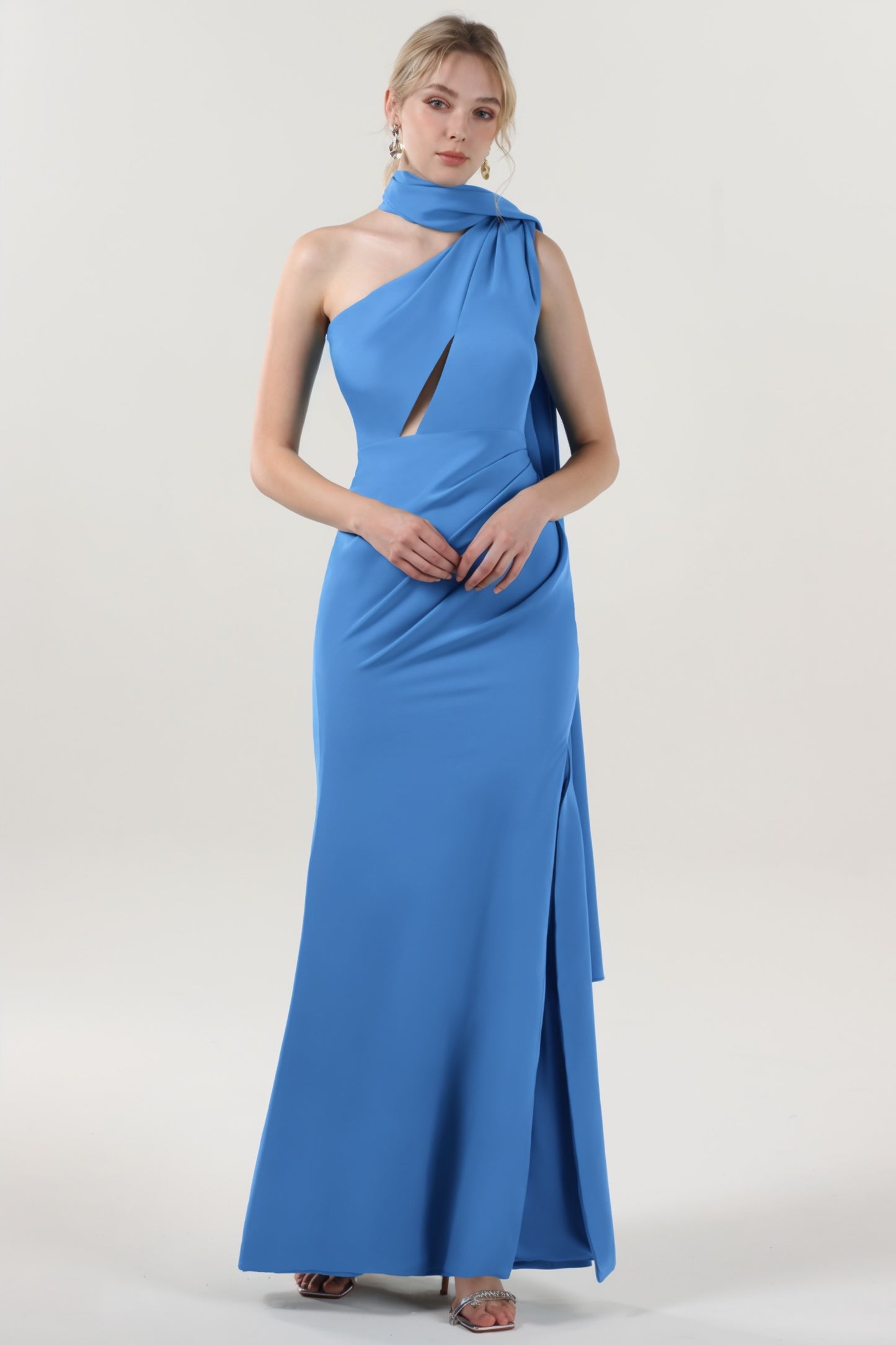 Sheath-Column Maxi Stretch Crepe Formal Dress CS0593