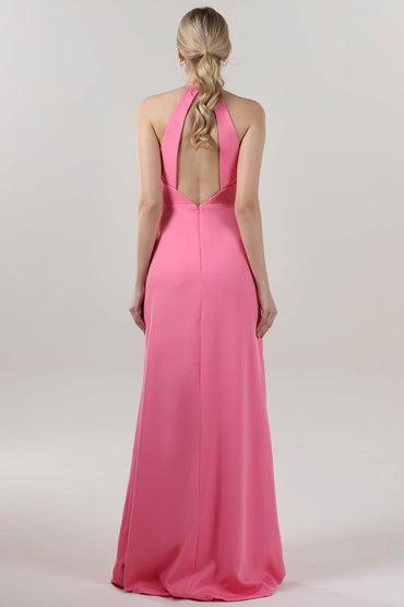 Sheath-Column Maxi Stretch Crepe Bridesmaid Dress CS0597BM