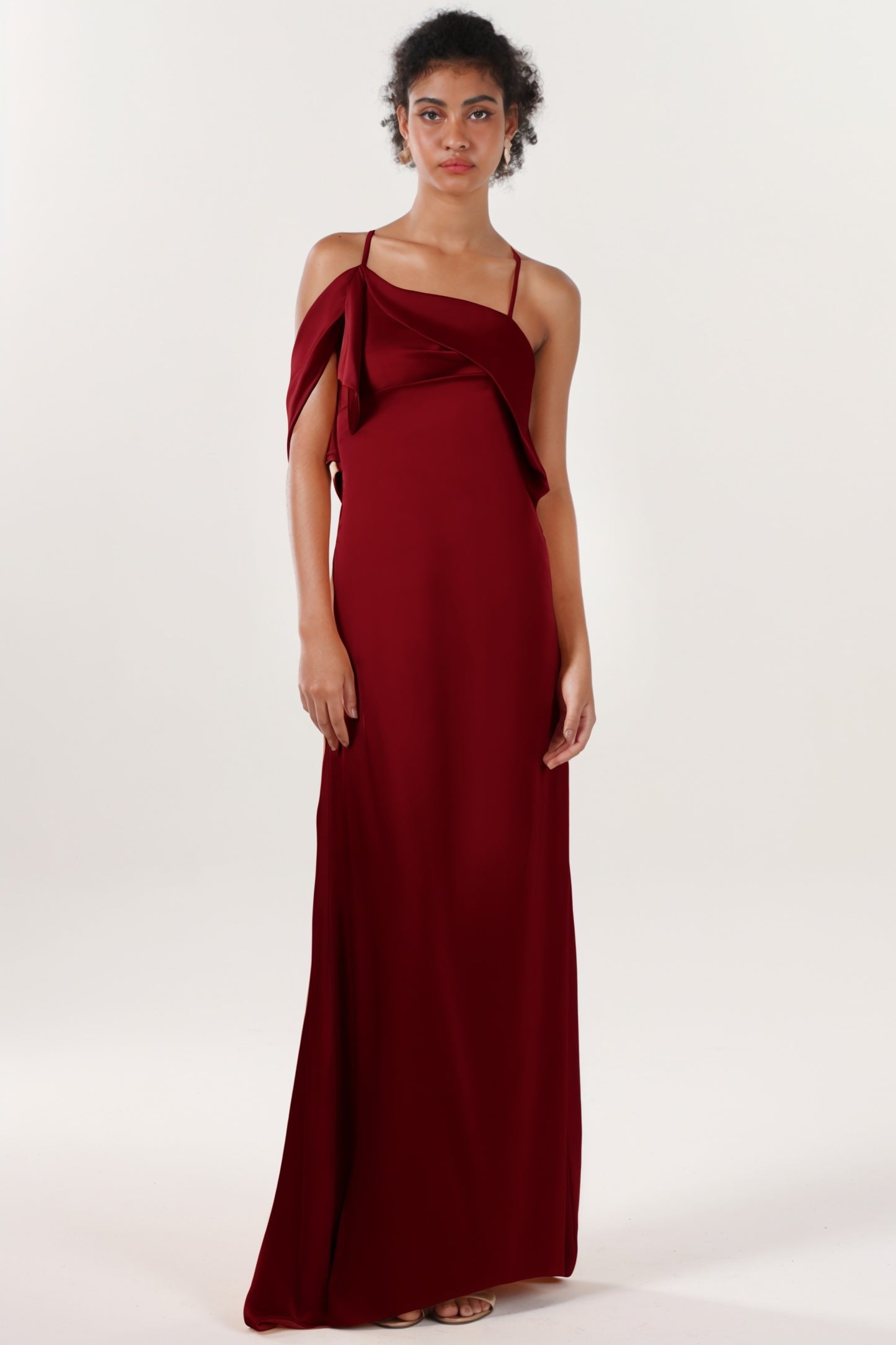 Sheath-Column Sweep-Brush Train Luxe Satin Formal Dress CS0598