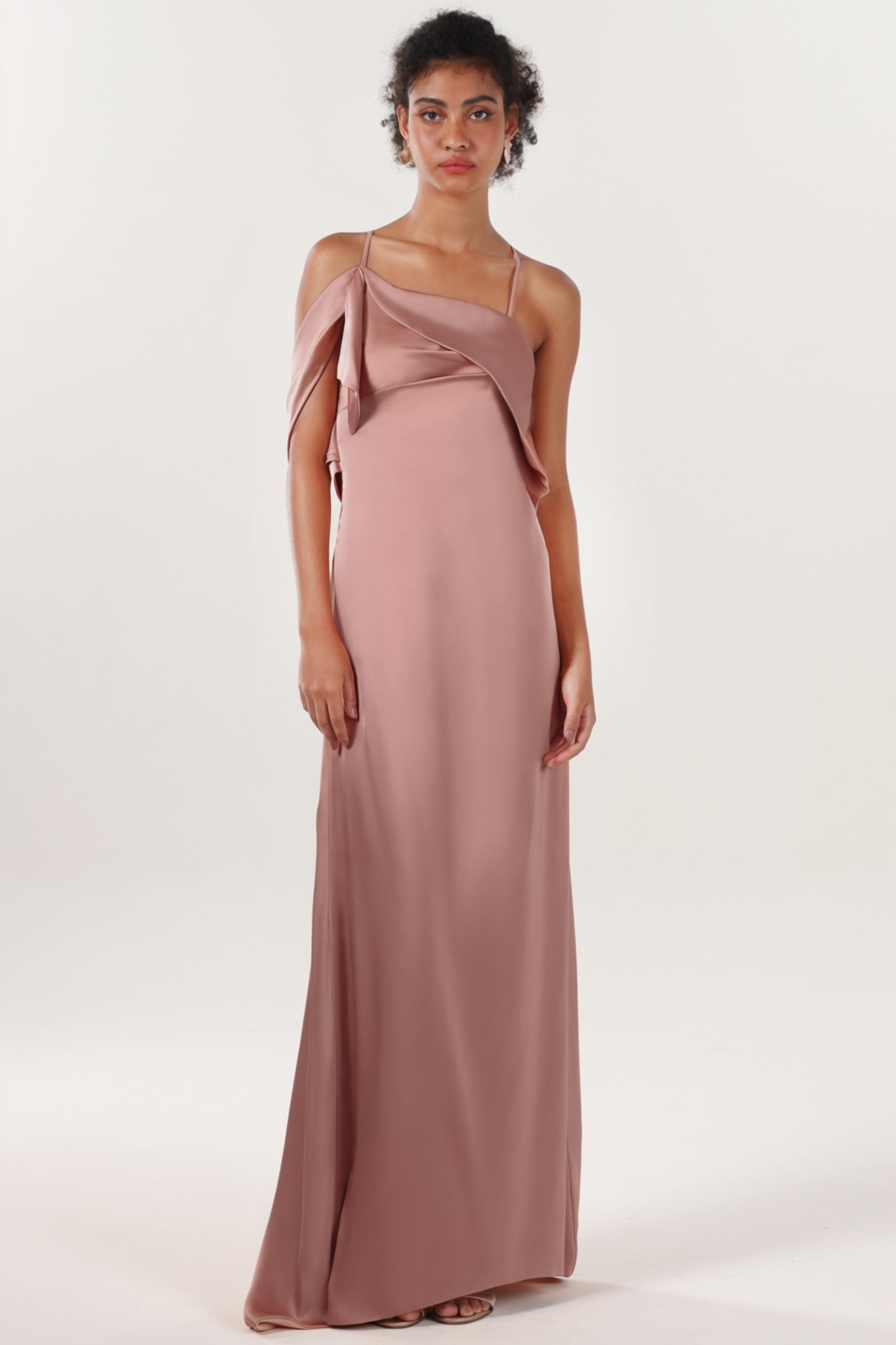 Sheath-Column Sweep-Brush Train Luxe Satin Formal Dress CS0598