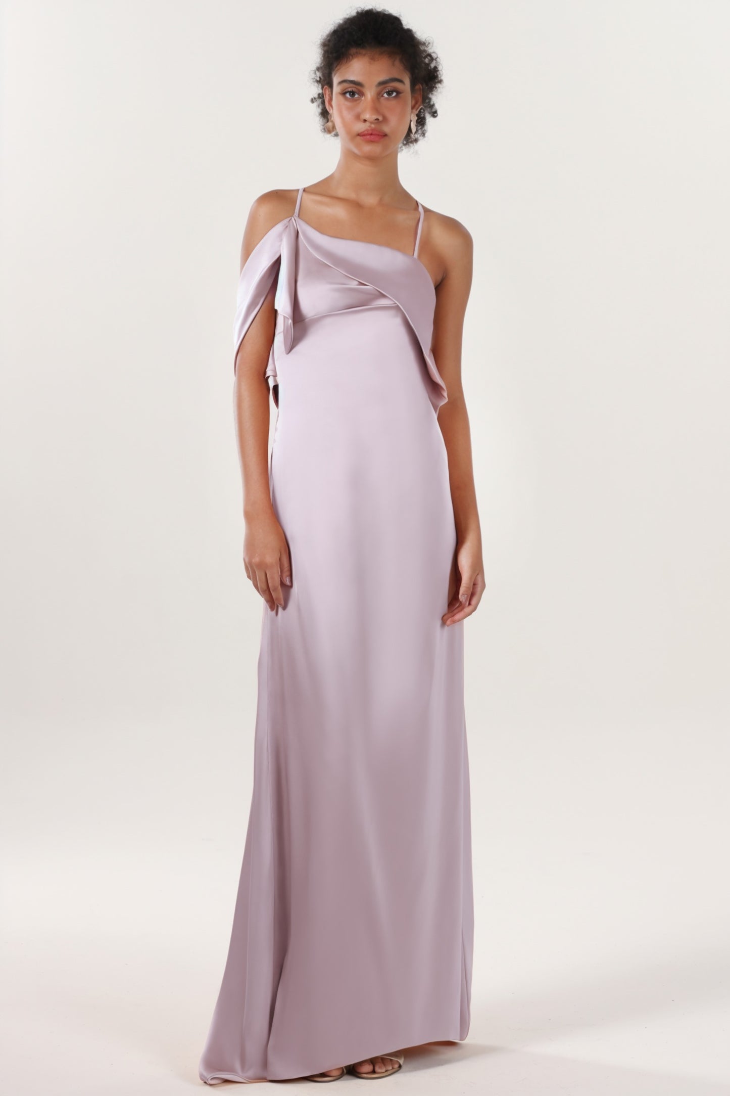 Sheath-Column Sweep-Brush Train Luxe Satin Formal Dress CS0598