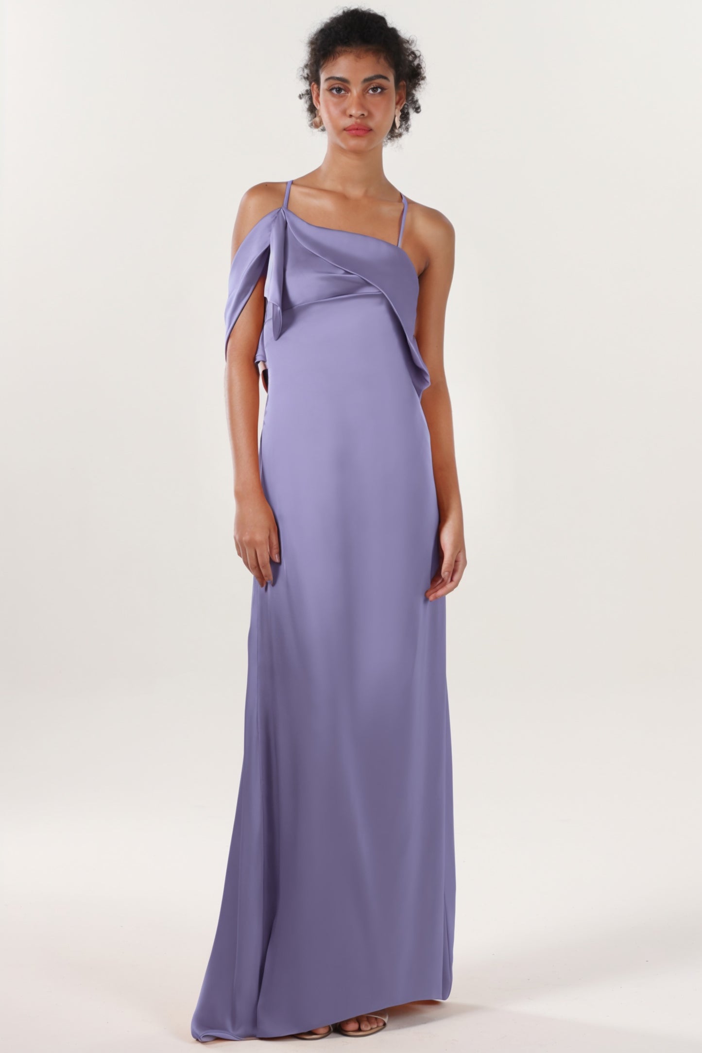 Sheath-Column Sweep-Brush Train Luxe Satin Formal Dress CS0598