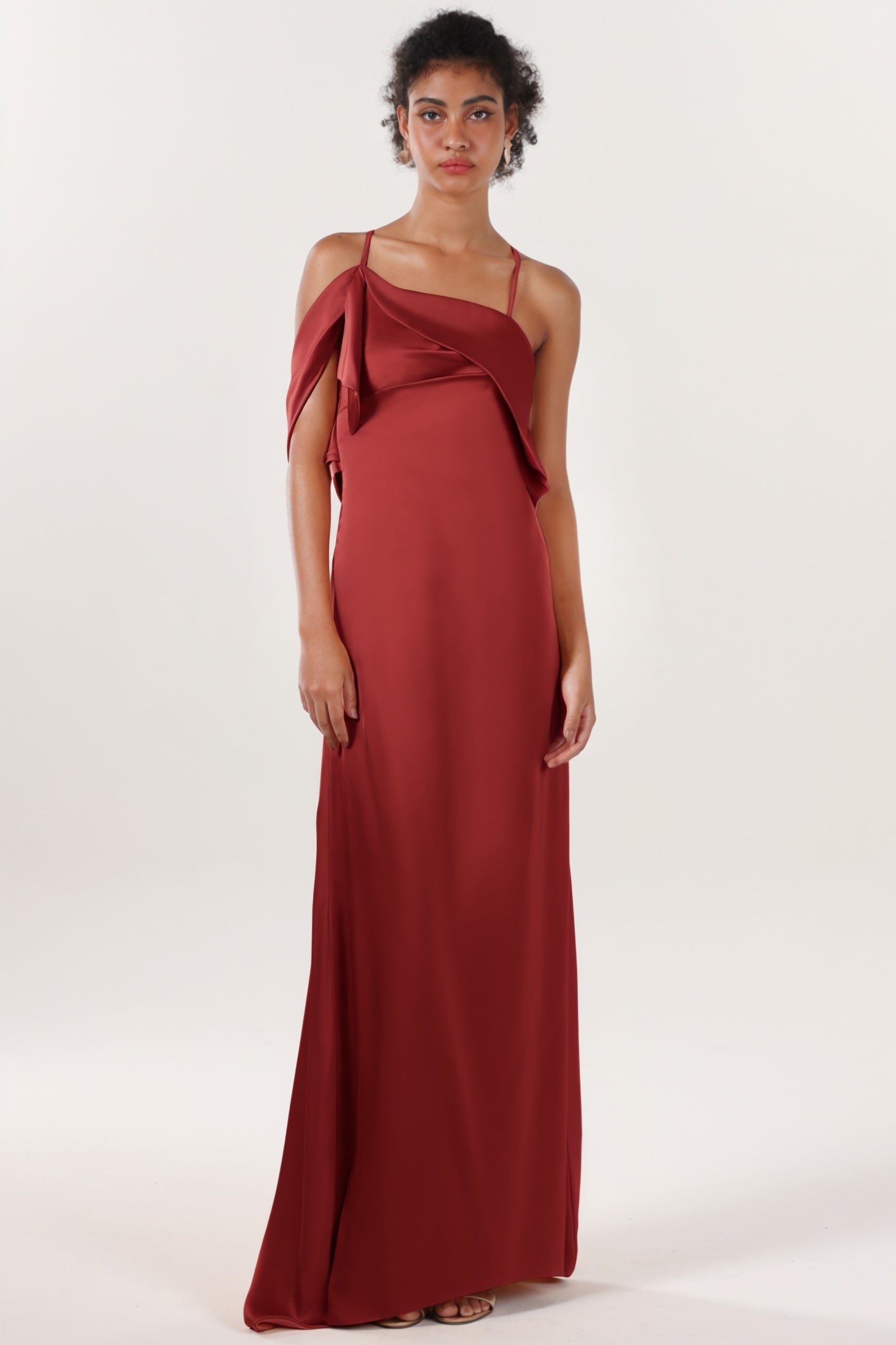 Sheath-Column Sweep-Brush Train Luxe Satin Formal Dress CS0598