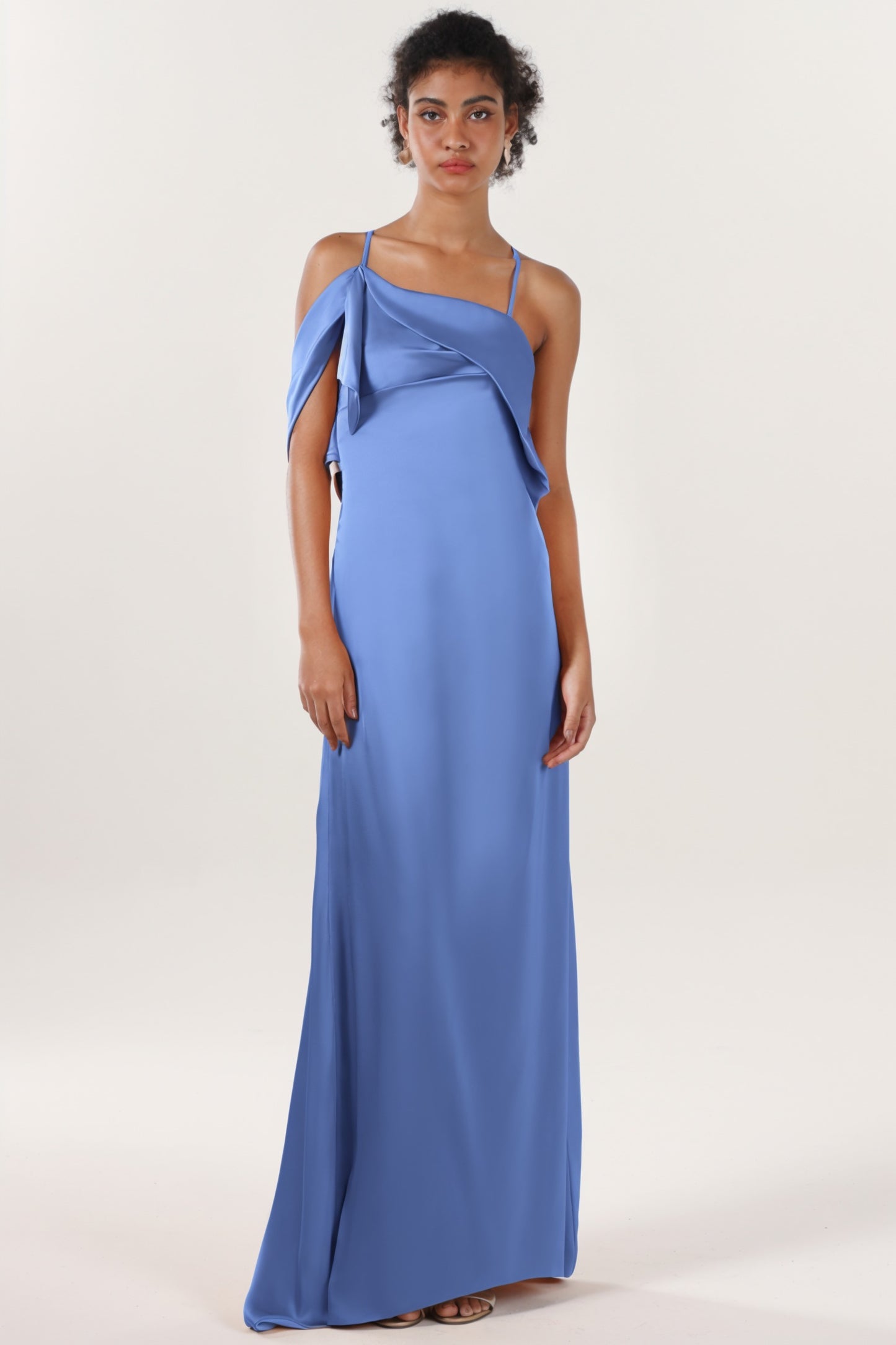 Sheath-Column Sweep-Brush Train Luxe Satin Formal Dress CS0598