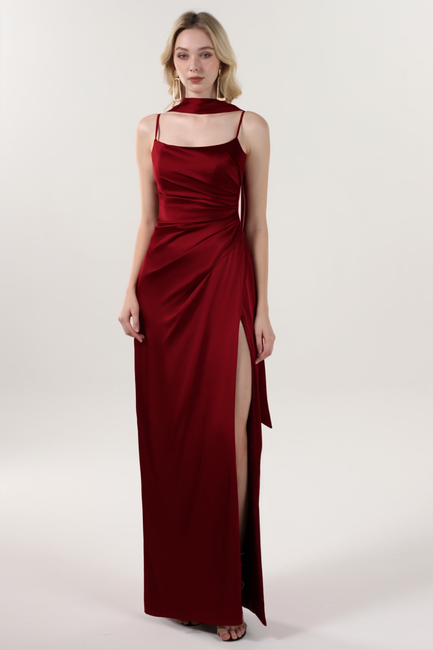 Sheath-Column Maxi Luxe Satin Formal Dress CS0599