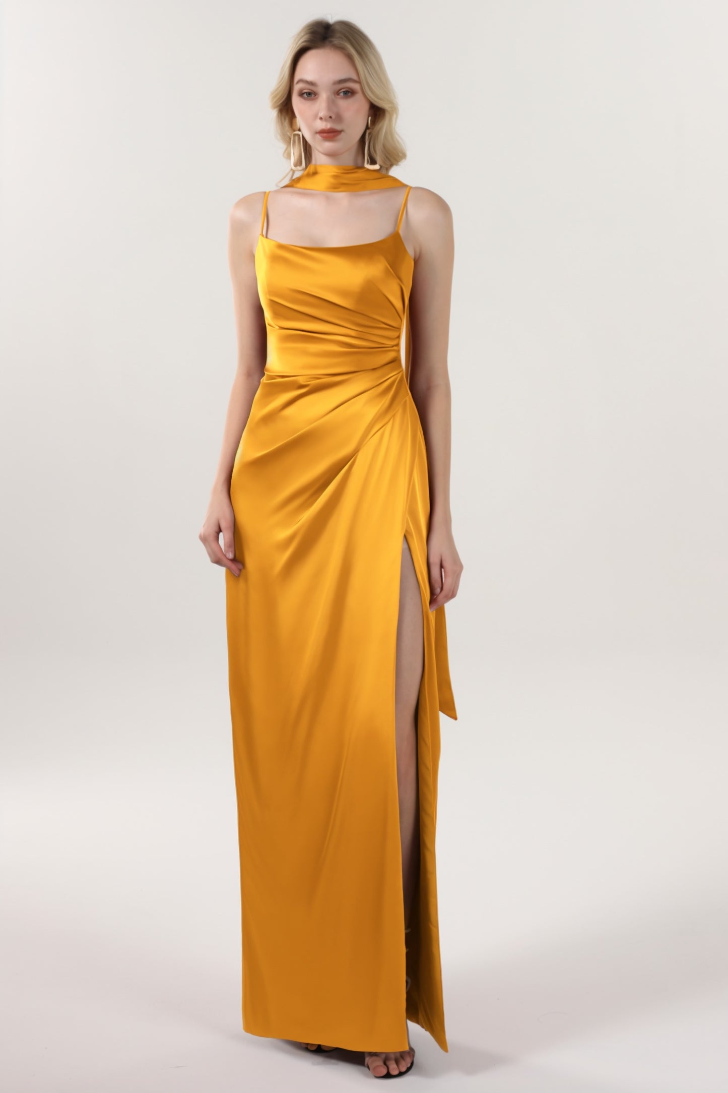 Sheath-Column Maxi Luxe Satin Formal Dress CS0599