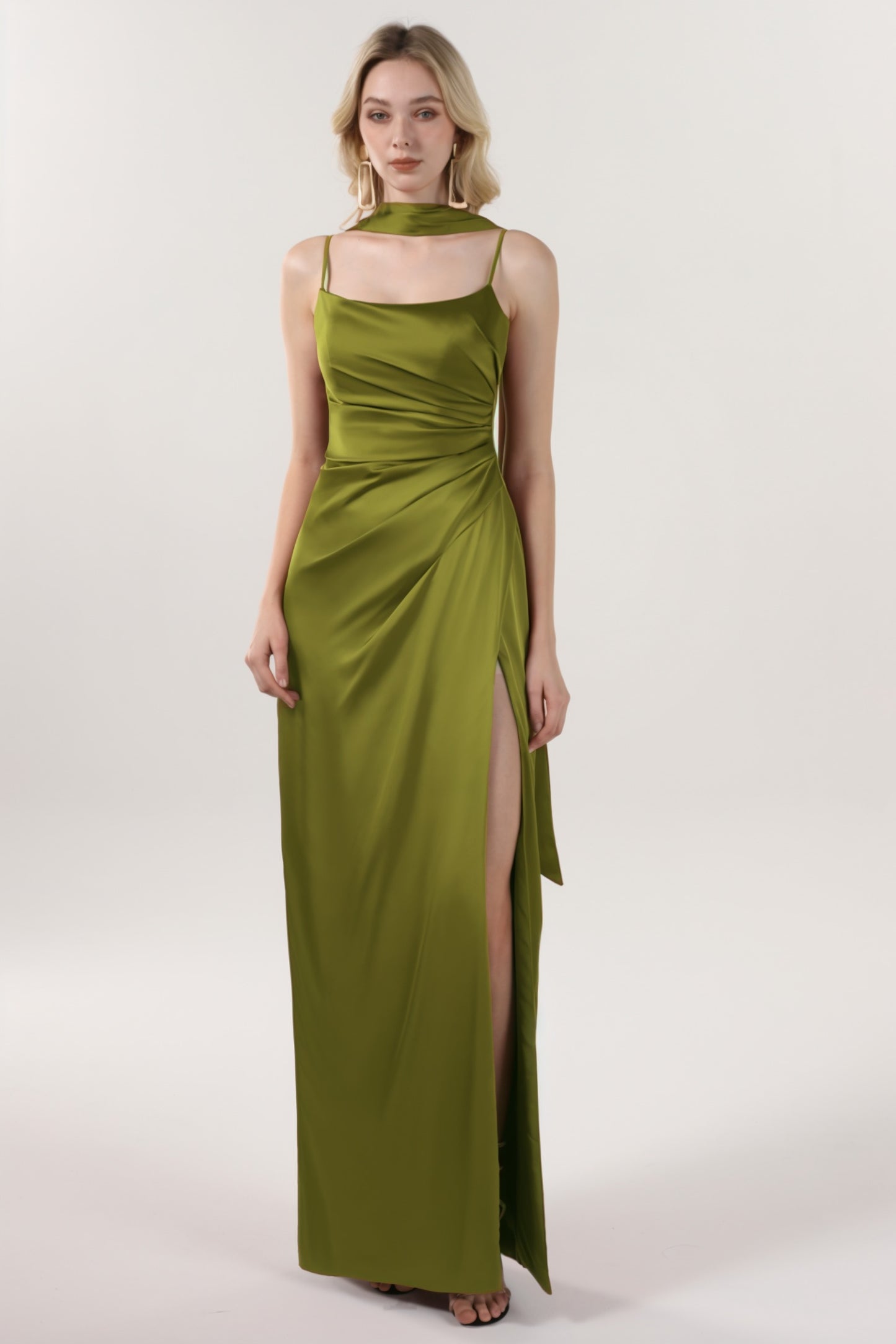 Sheath-Column Maxi Luxe Satin Formal Dress CS0599