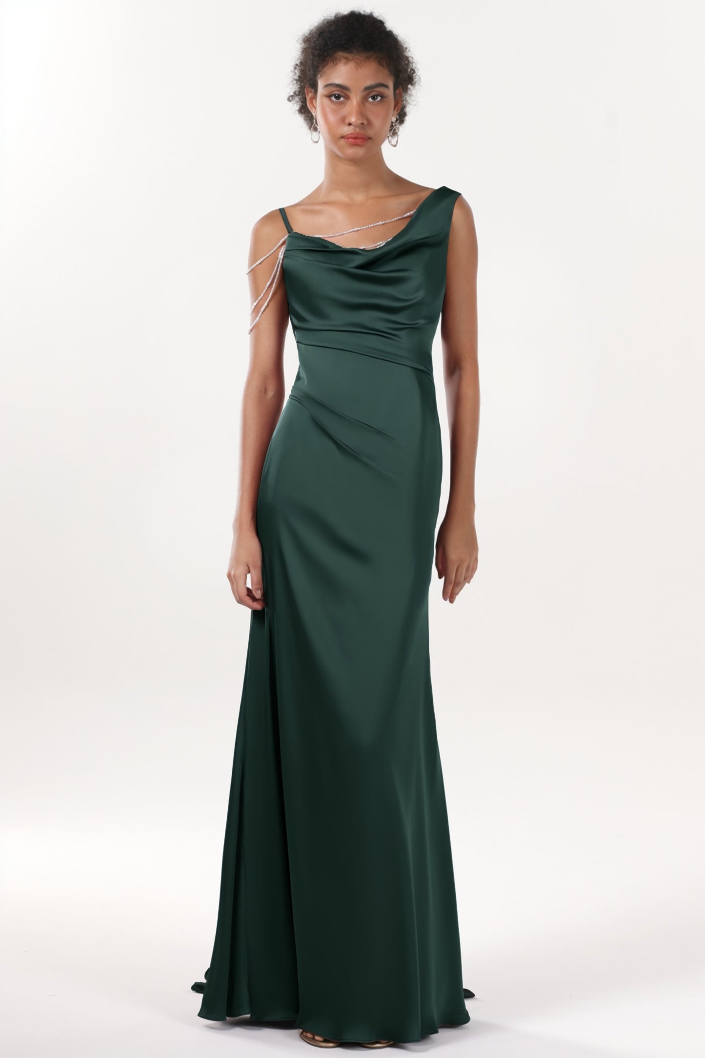 Sheath-Column Sweep-Brush Train Luxe Satin Formal Dress CS0600