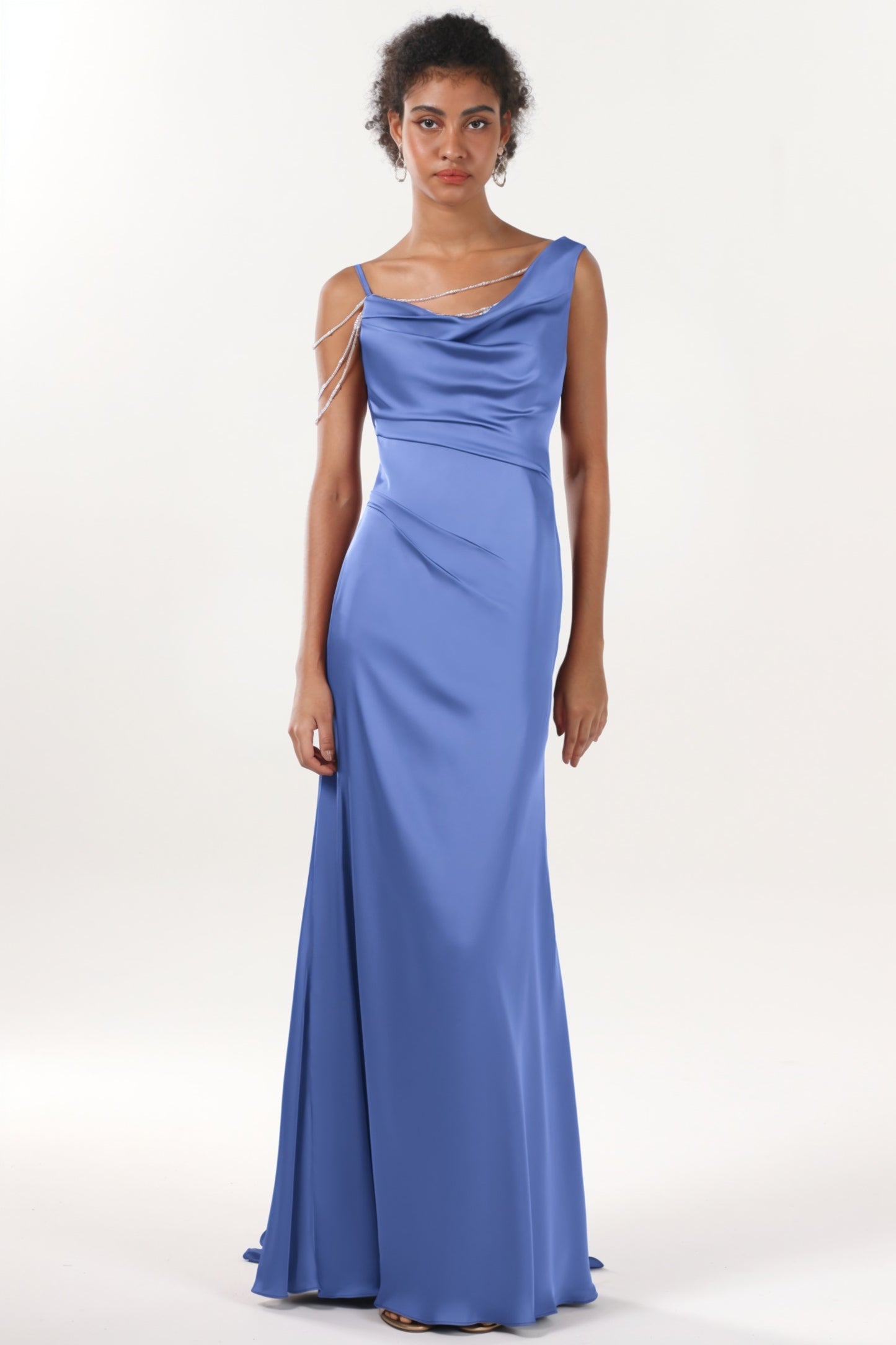 Sheath-Column Sweep-Brush Train Luxe Satin Formal Dress CS0600