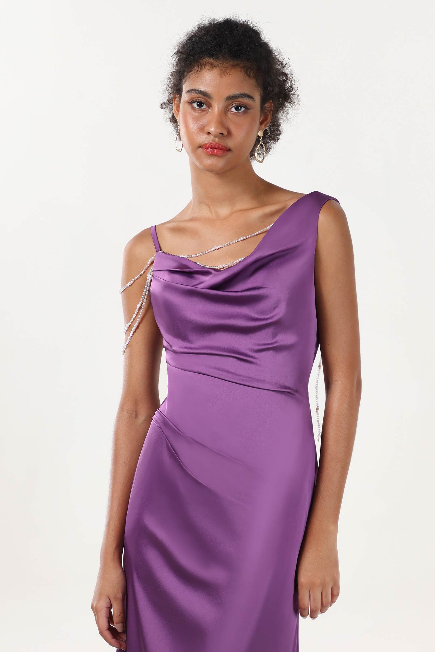 Sheath-Column Sweep-Brush Train Luxe Satin Formal Dress CS0600