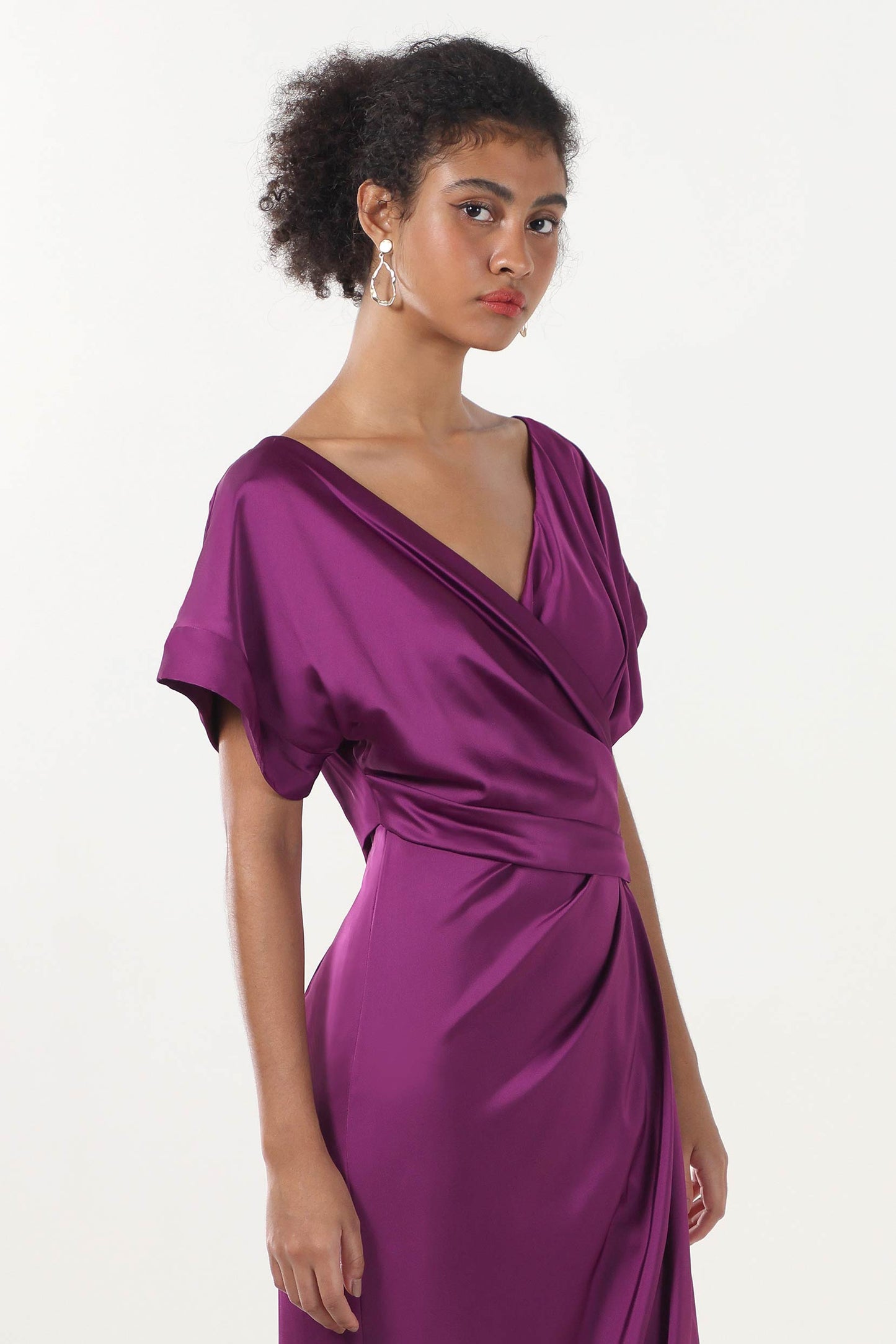 Sheath-Column Maxi Luxe Satin Bridesmaid Dress CS0601BM