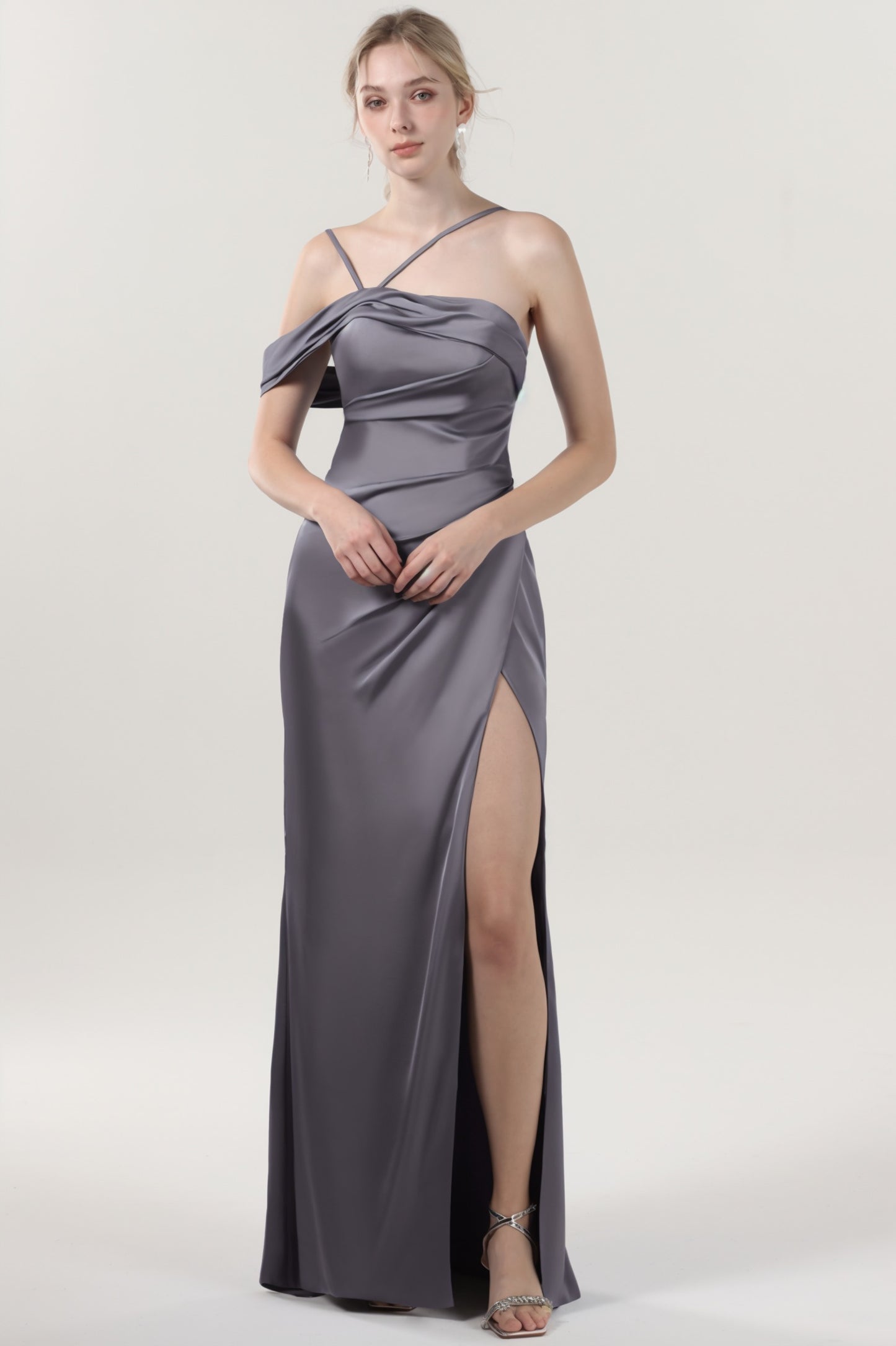 Sheath-Column Maxi Luxe Satin Formal Dress CS0602