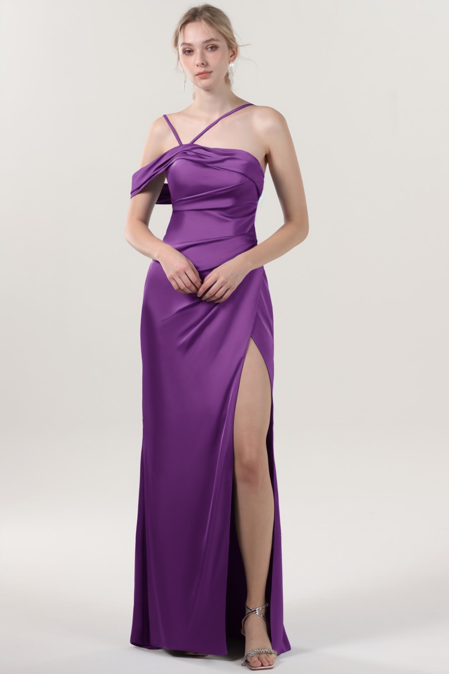 Sheath-Column Maxi Luxe Satin Formal Dress CS0602