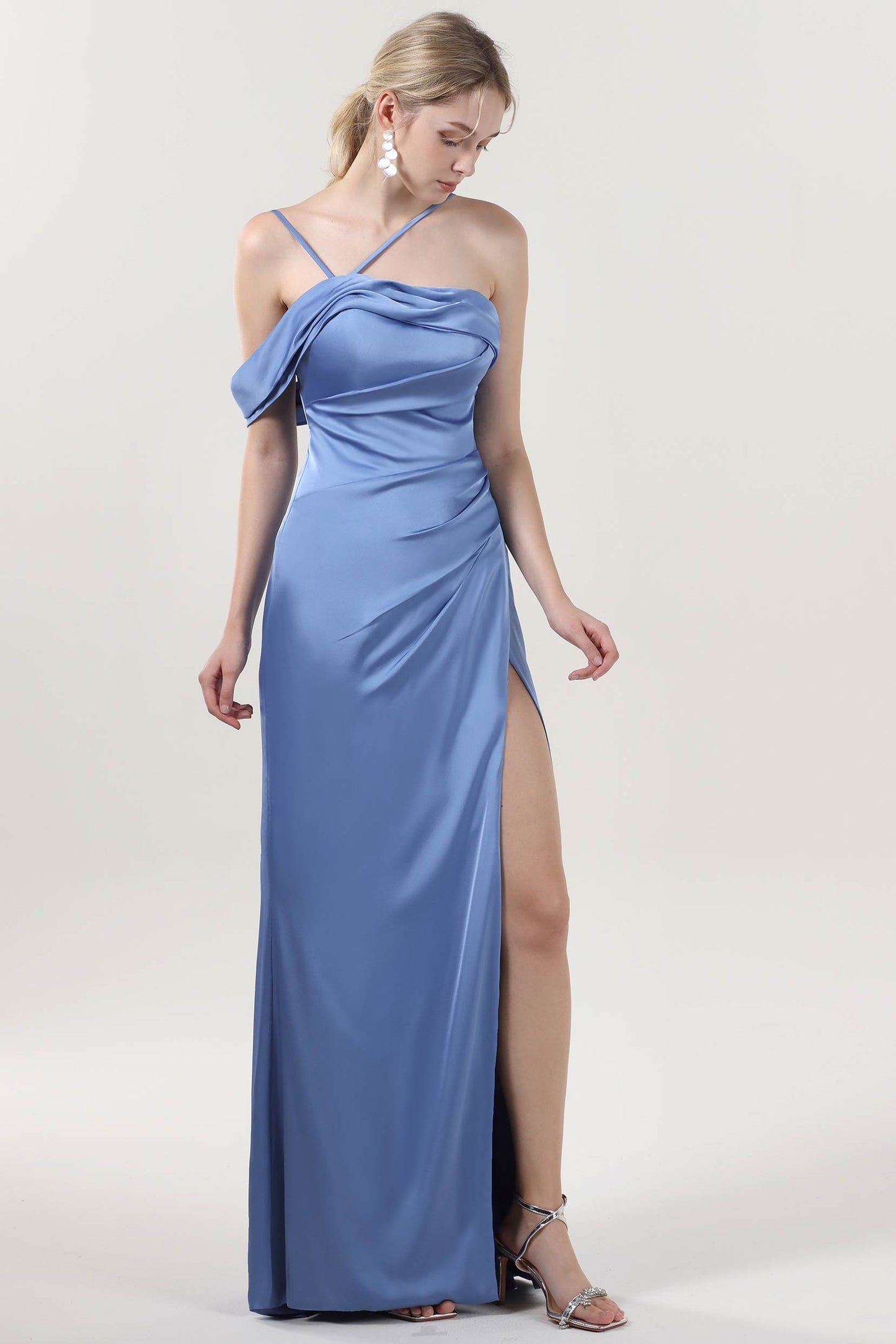 Sheath-Column Maxi Luxe Satin Formal Dress CS0602