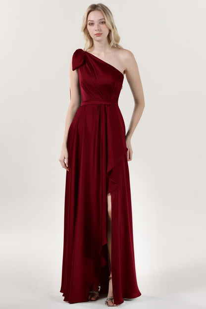 Asymmetrical Maxi Luxe Satin Formal Dress CS0603