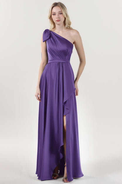 Asymmetrical Maxi Luxe Satin Formal Dress CS0603