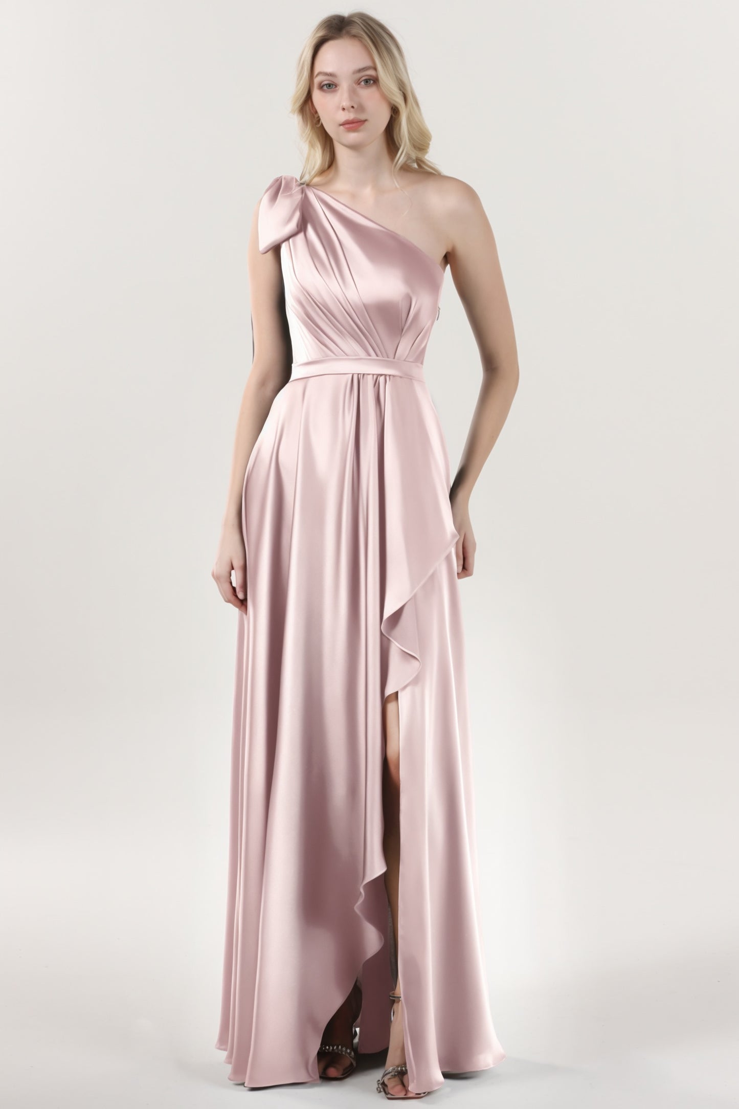 Asymmetrical Maxi Luxe Satin Formal Dress CS0603