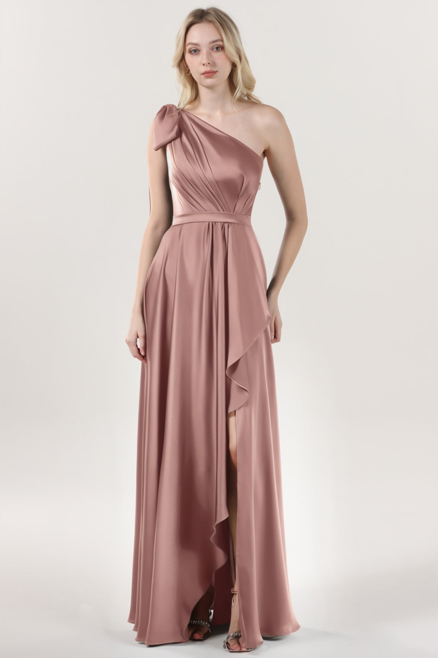 Asymmetrical Maxi Luxe Satin Formal Dress CS0603