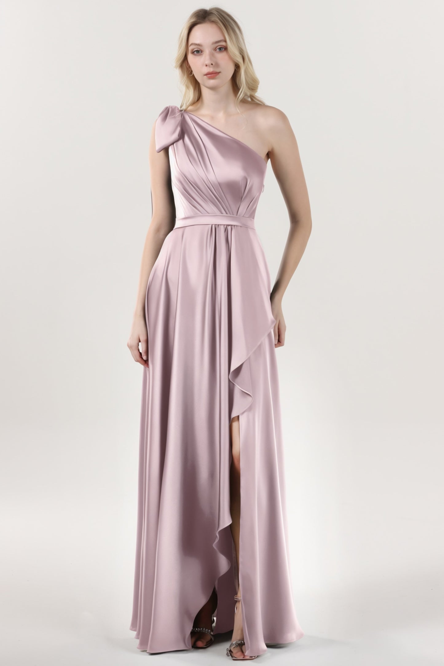 Asymmetrical Maxi Luxe Satin Formal Dress CS0603