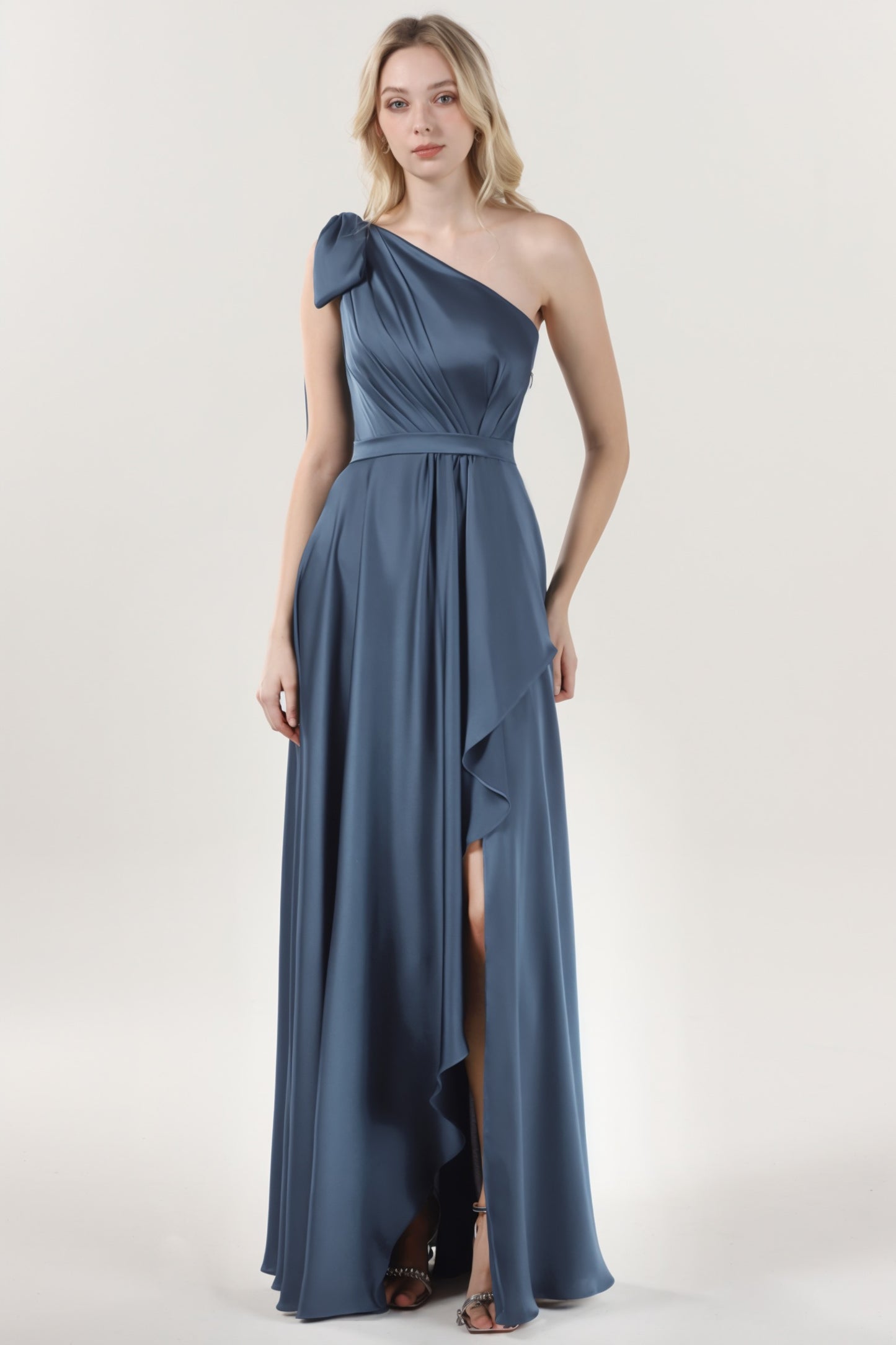 Asymmetrical Maxi Luxe Satin Formal Dress CS0603