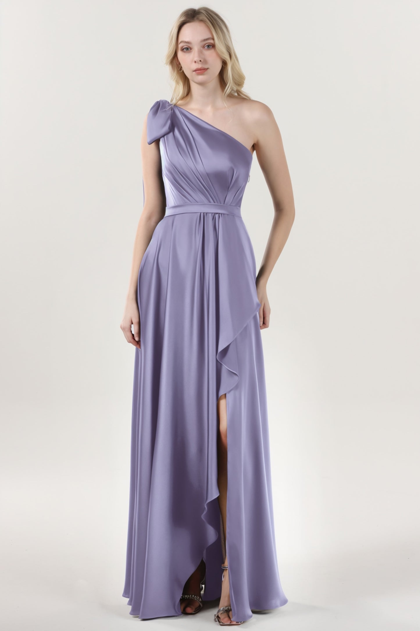 Asymmetrical Maxi Luxe Satin Formal Dress CS0603