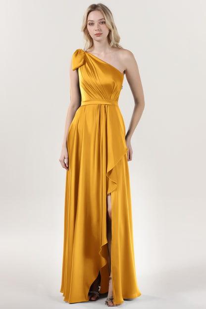 Asymmetrical Maxi Luxe Satin Formal Dress CS0603