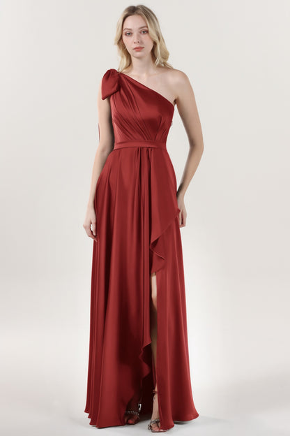 Asymmetrical Maxi Luxe Satin Formal Dress CS0603