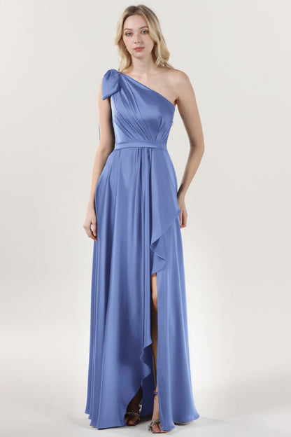 Asymmetrical Maxi Luxe Satin Formal Dress CS0603