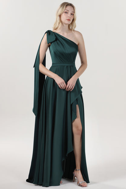 Asymmetrical Maxi Luxe Satin Formal Dress CS0603