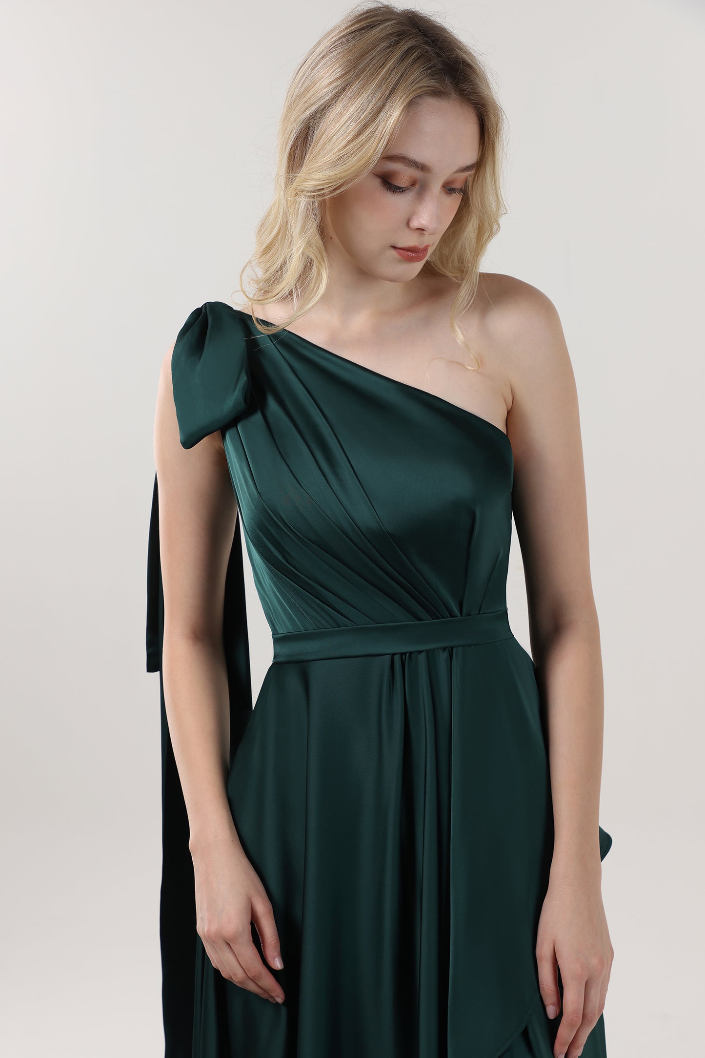 Asymmetrical Maxi Luxe Satin Formal Dress CS0603