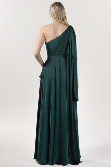 Asymmetrical Maxi Luxe Satin Bridesmaid Dress CS0603BM