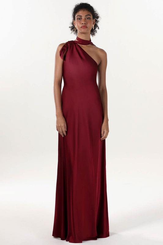 Sheath-Column Maxi Luxe Satin Formal Dress CS0607