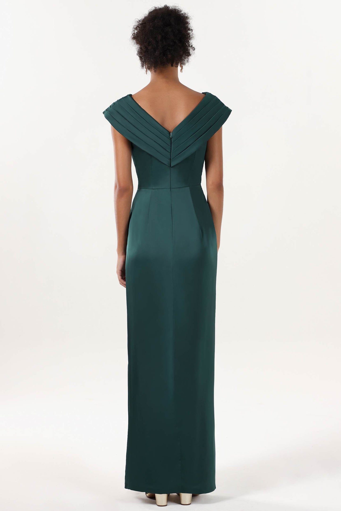 Sheath-Column Maxi Luxe Satin Bridesmaid Dress CS0608BM