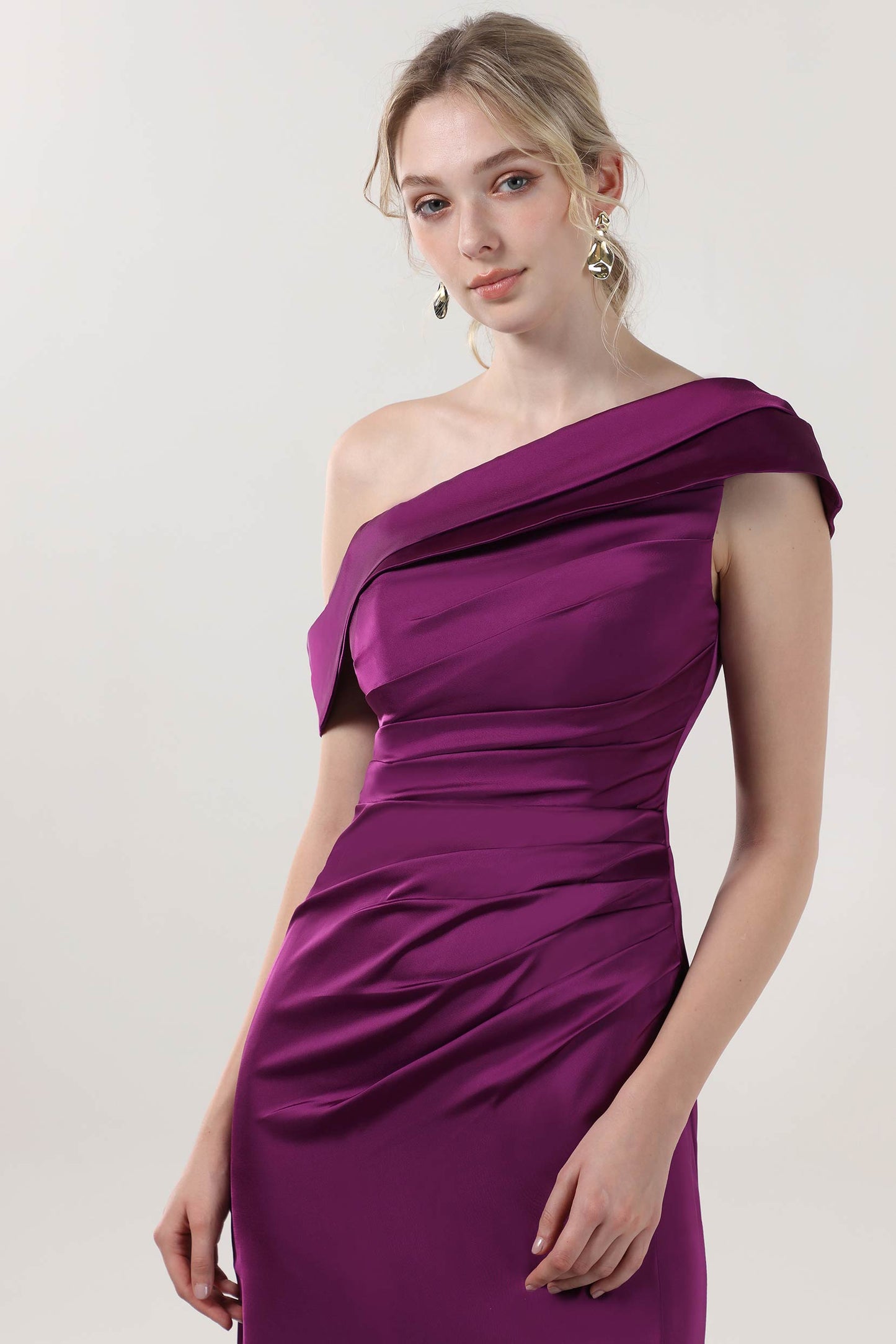 Sheath-Column Maxi Luxe Satin Formal Dress CS0609