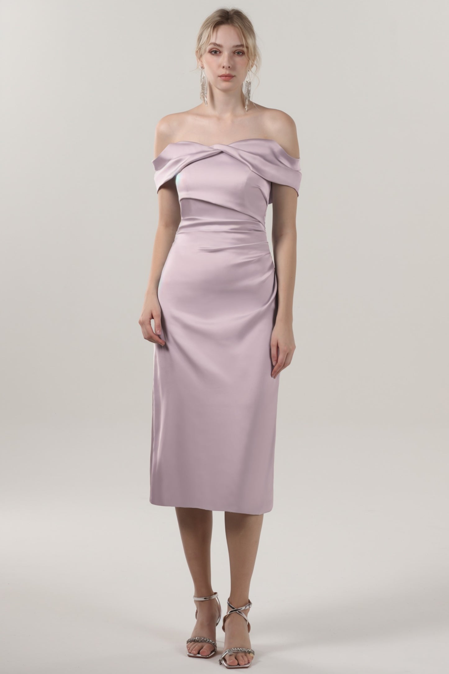 Sheath-Column Midi Luxe Satin Formal Dress CS0610